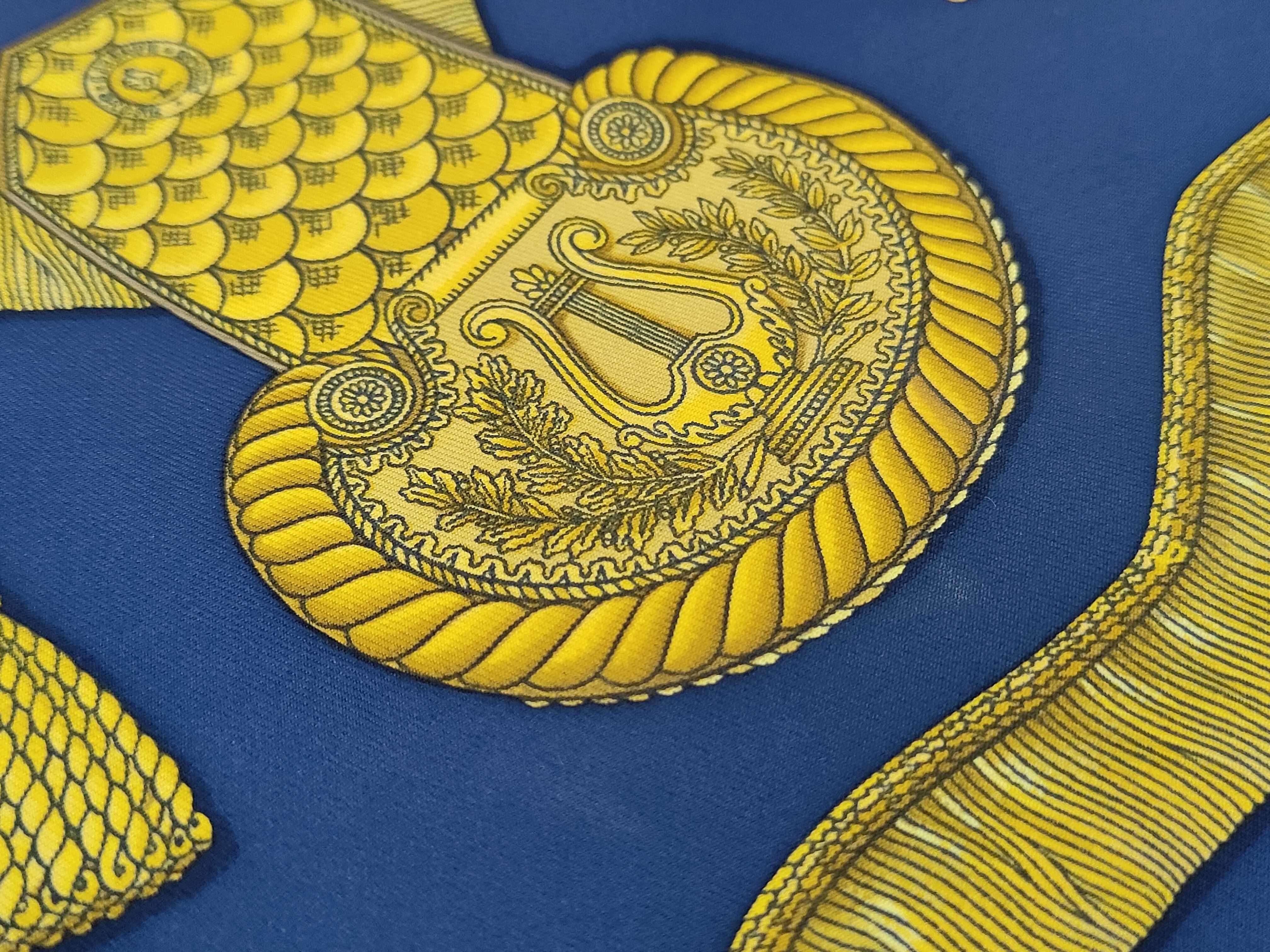 Vintage Hermes Les Tambours Silk Carre 90