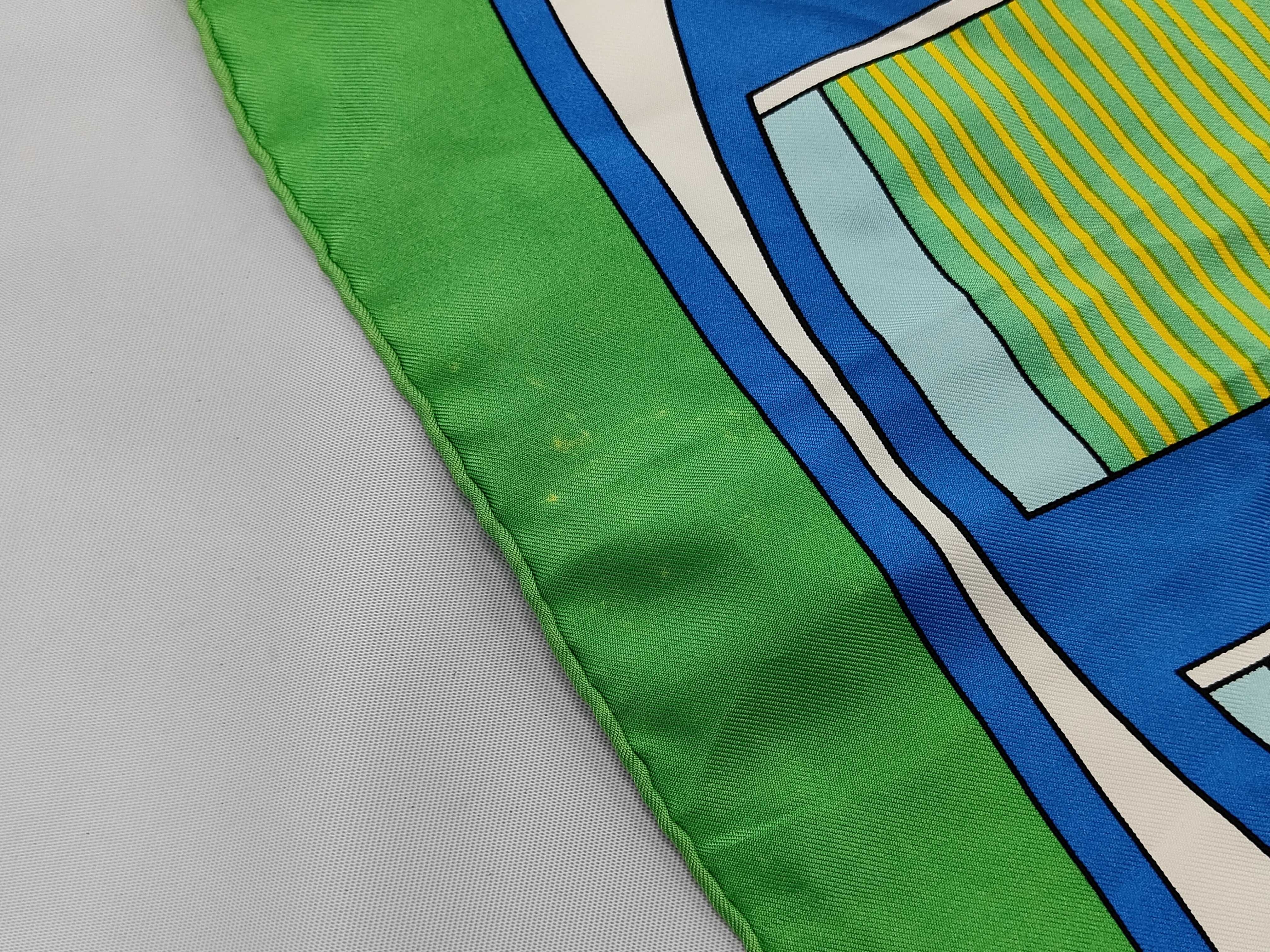 Vintage Hermes Thalassa Green Silk Carre 90