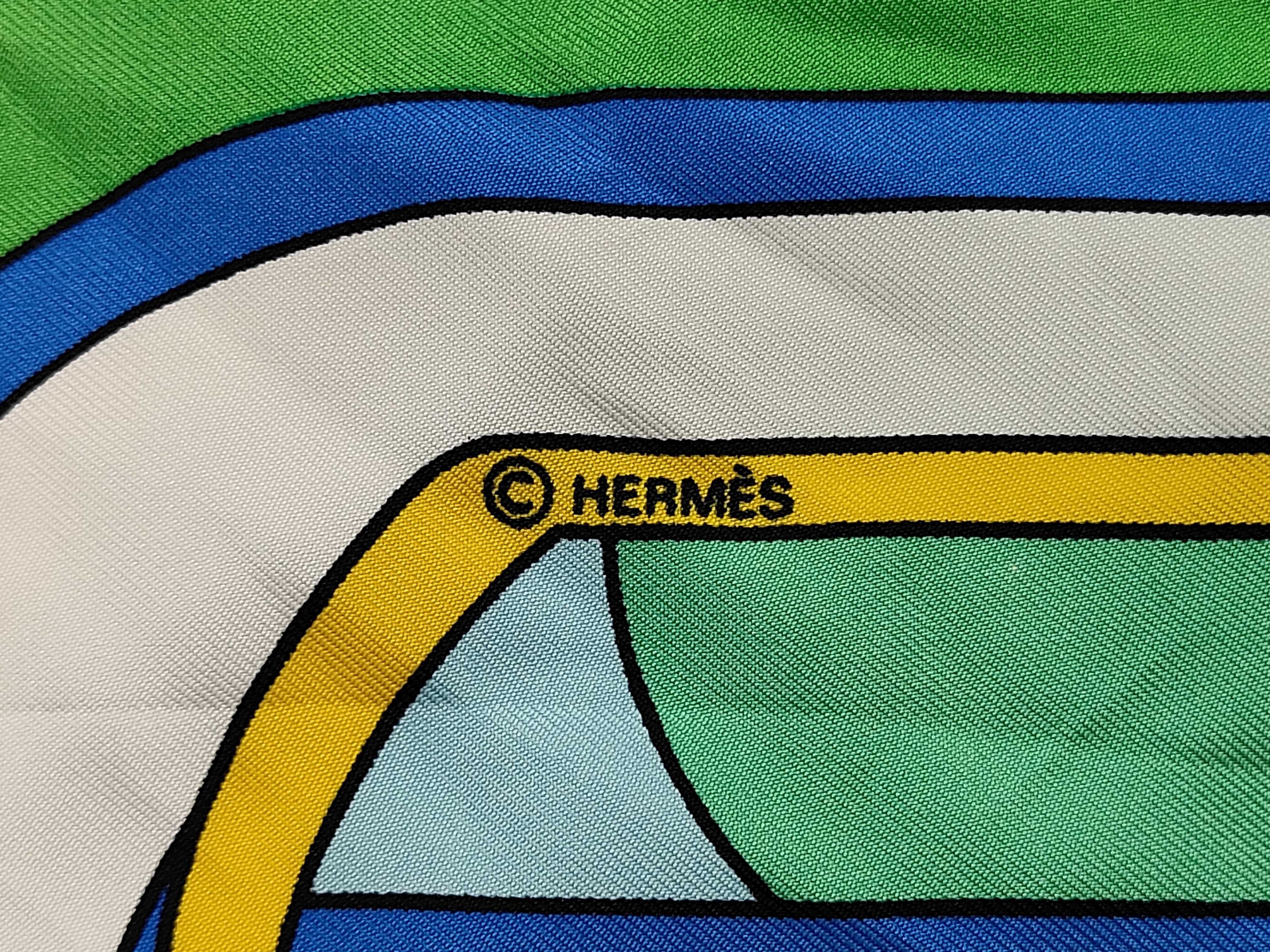 Vintage Hermes Thalassa Green Silk Carre 90