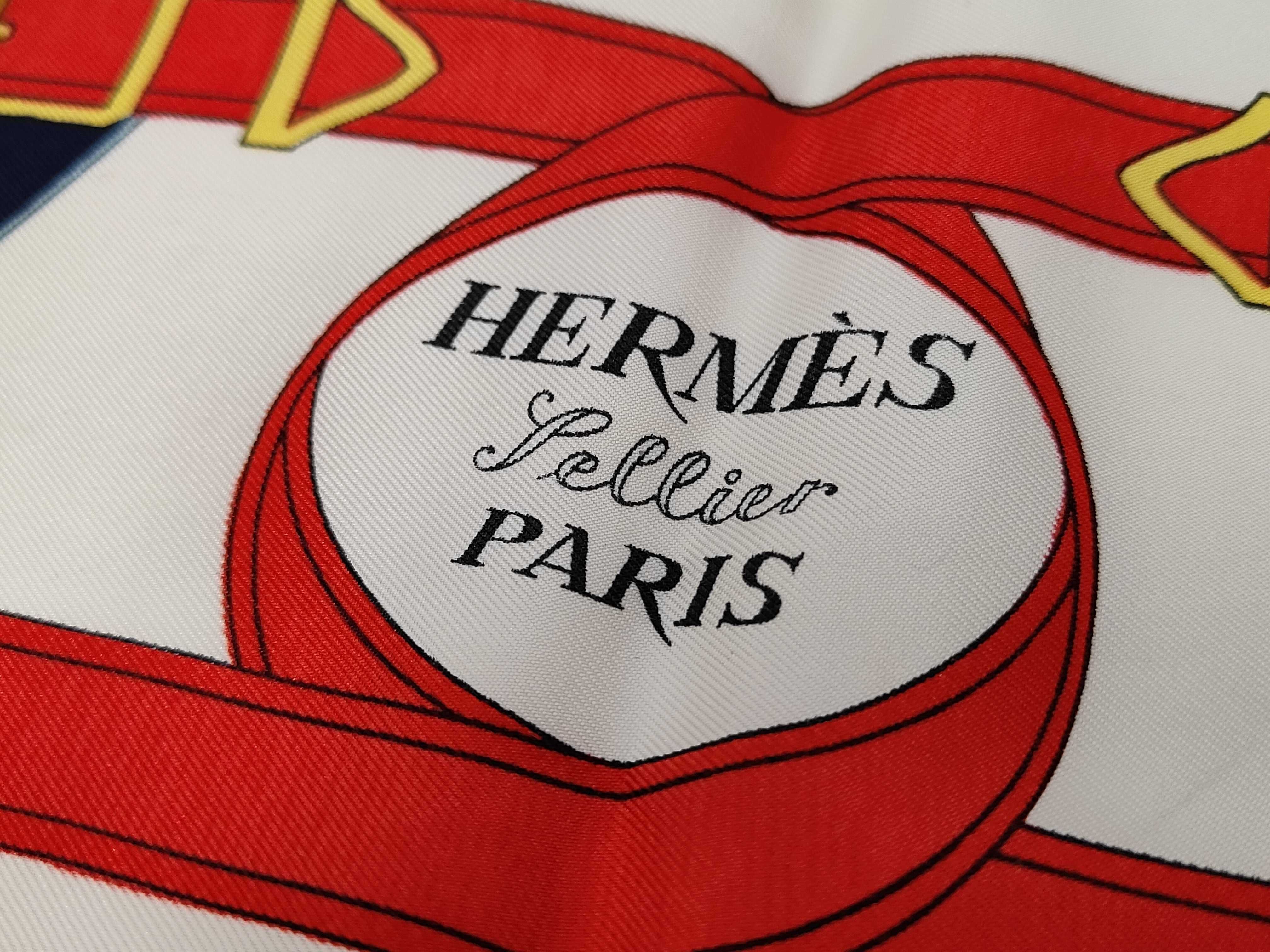Hermes Eperon d'Or Navy Silk Carre 90