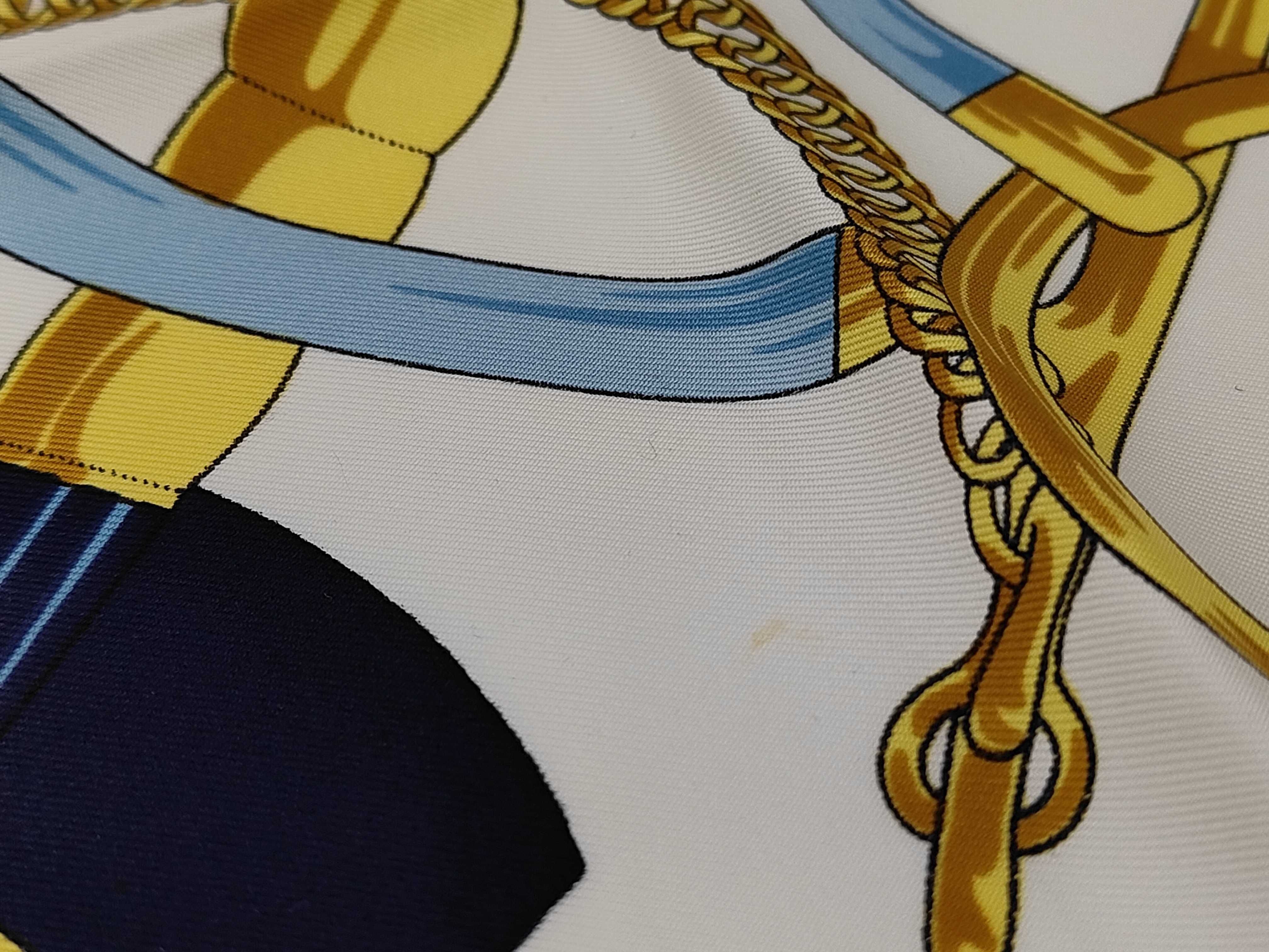 Hermes Eperon d'Or Navy Silk Carre 90