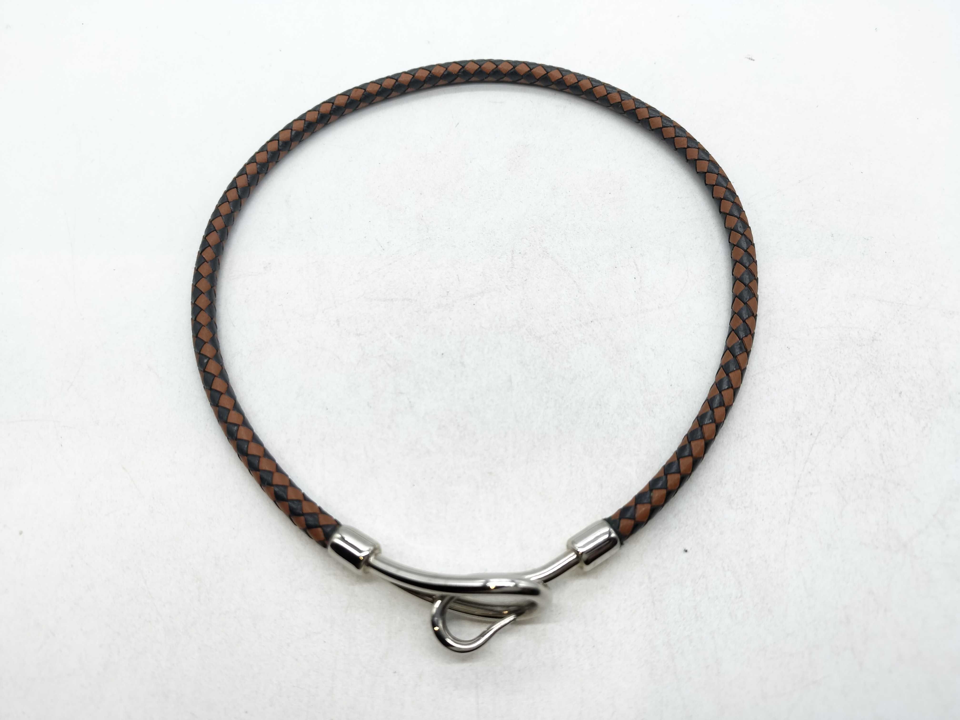 Hermes Jumbo Brown and Black Braided Leather Necklace
