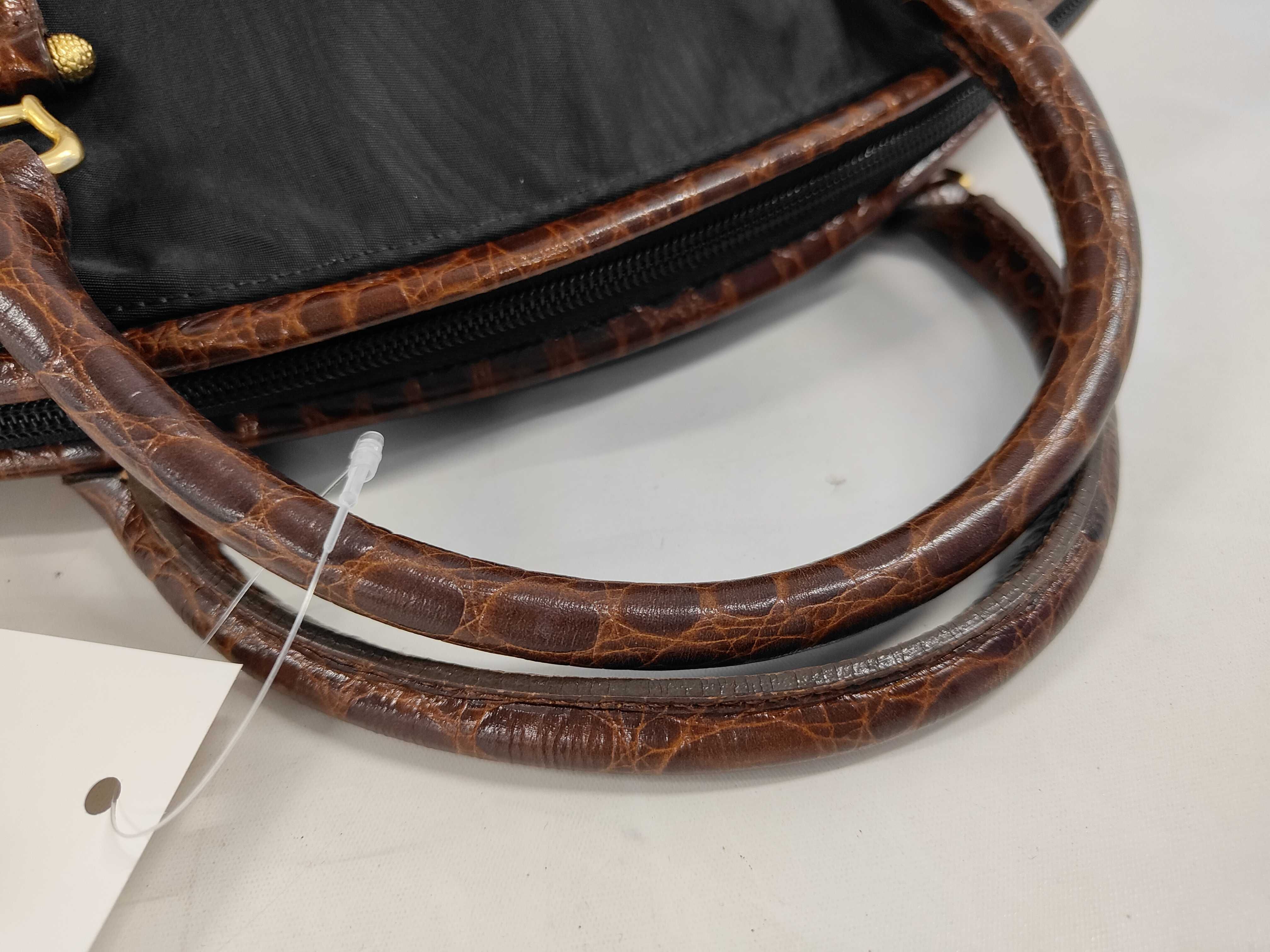 Vintage Balenciaga Black Nylon and Crocodile-Embossed Leather Boston Travel Bag