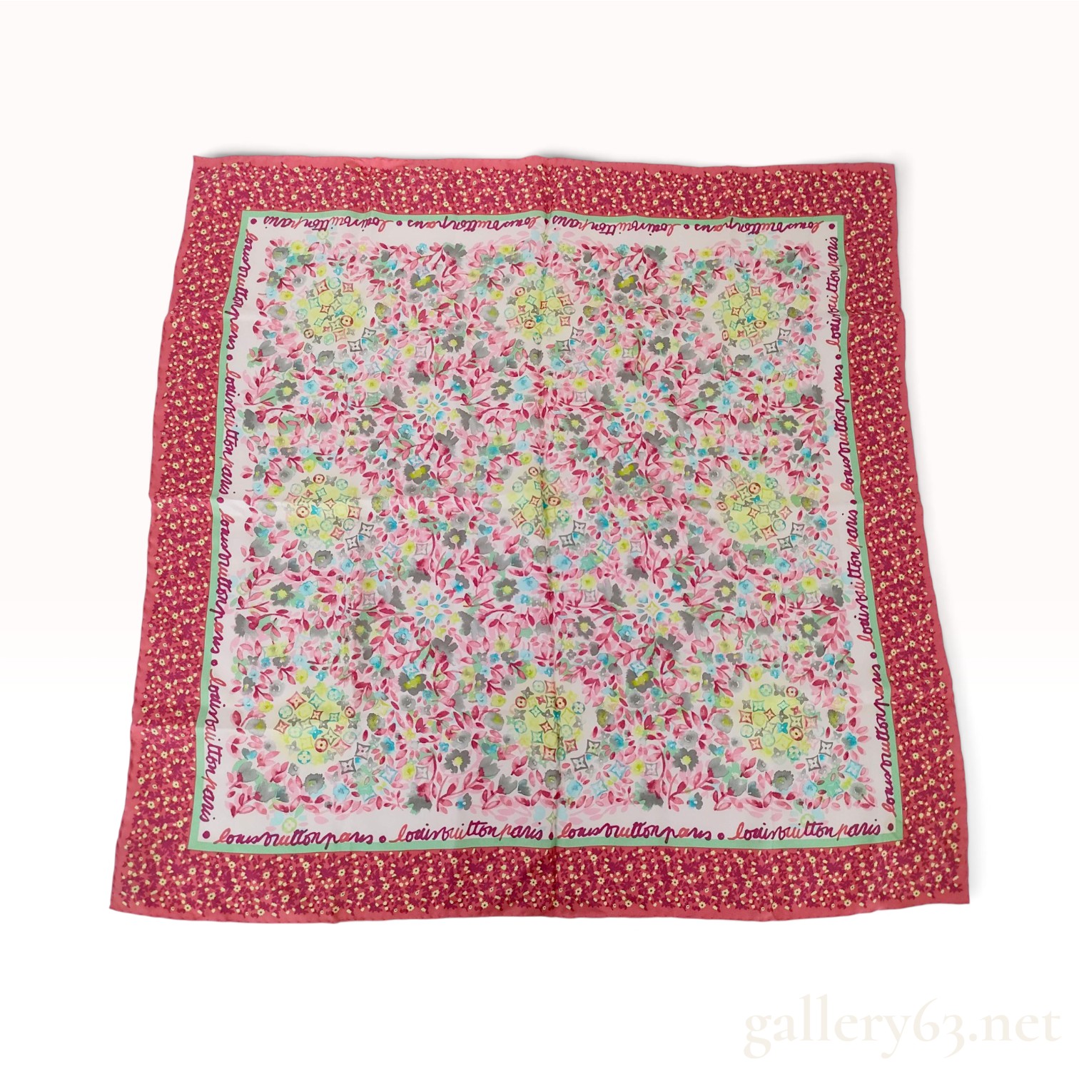 Louis Vuitton Floral Monogram Pink Multi Silk Scarf 67cm
