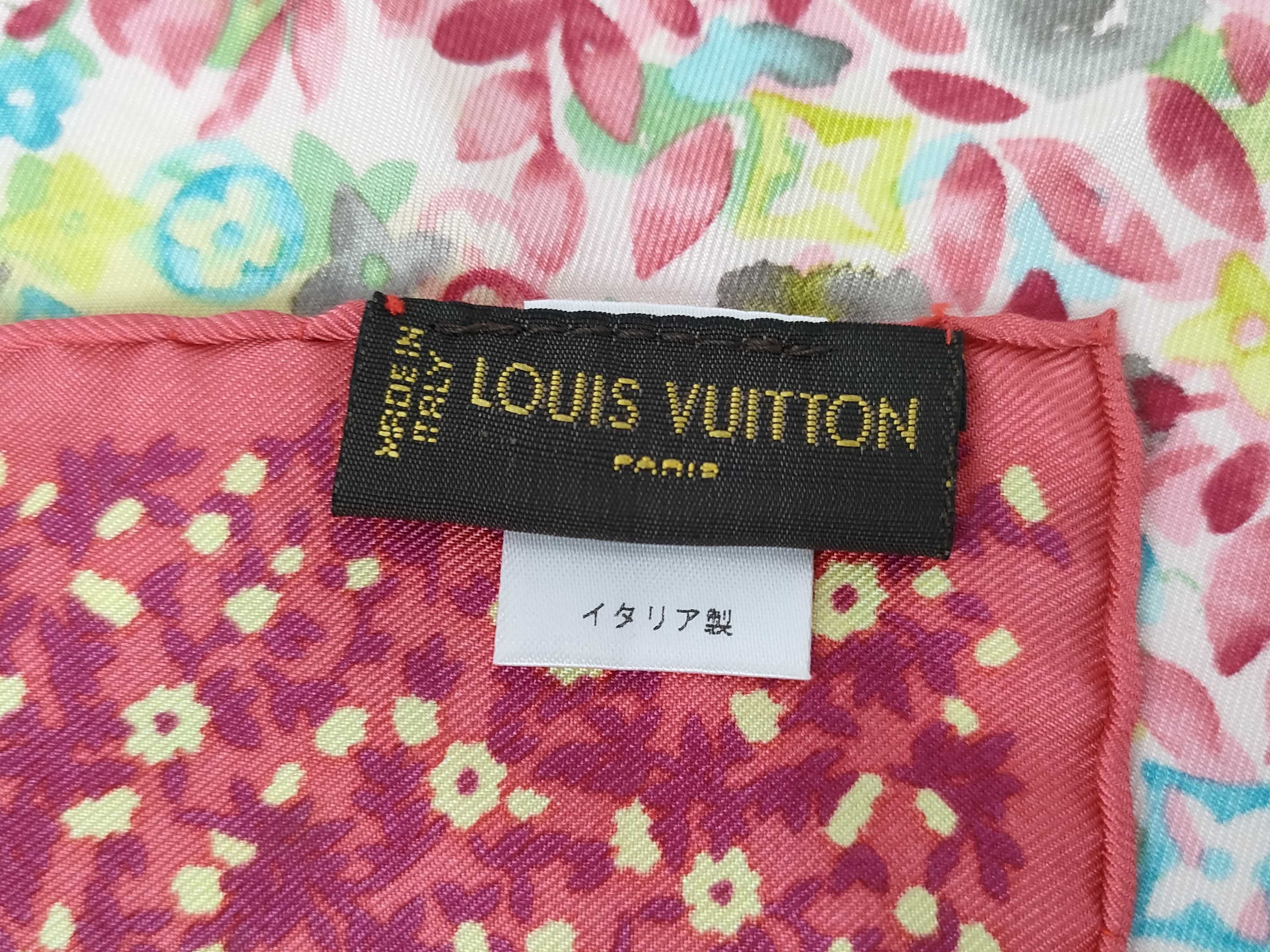Louis Vuitton Floral Monogram Pink Multi Silk Scarf 67cm