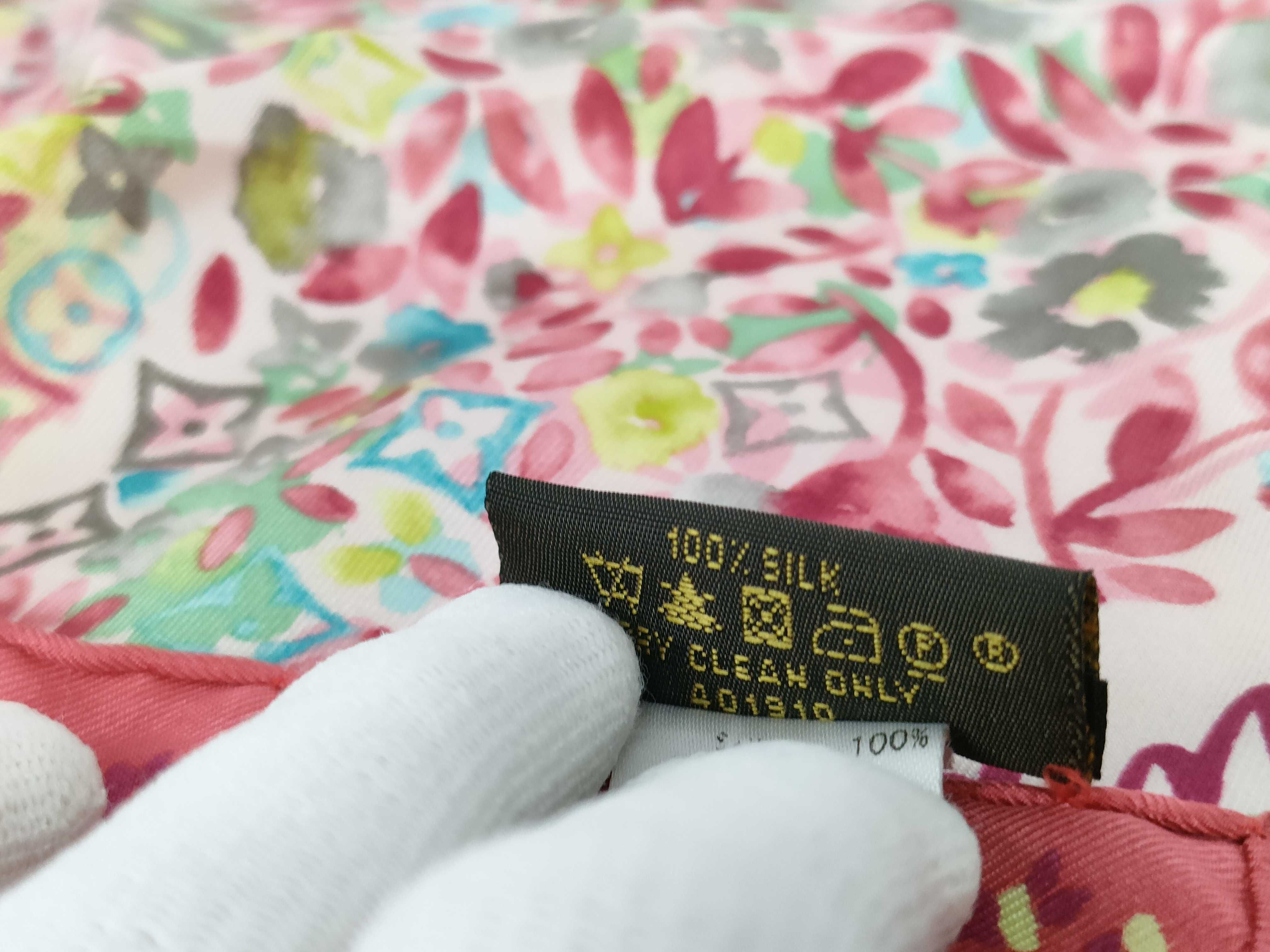 Louis Vuitton Floral Monogram Pink Multi Silk Scarf 67cm