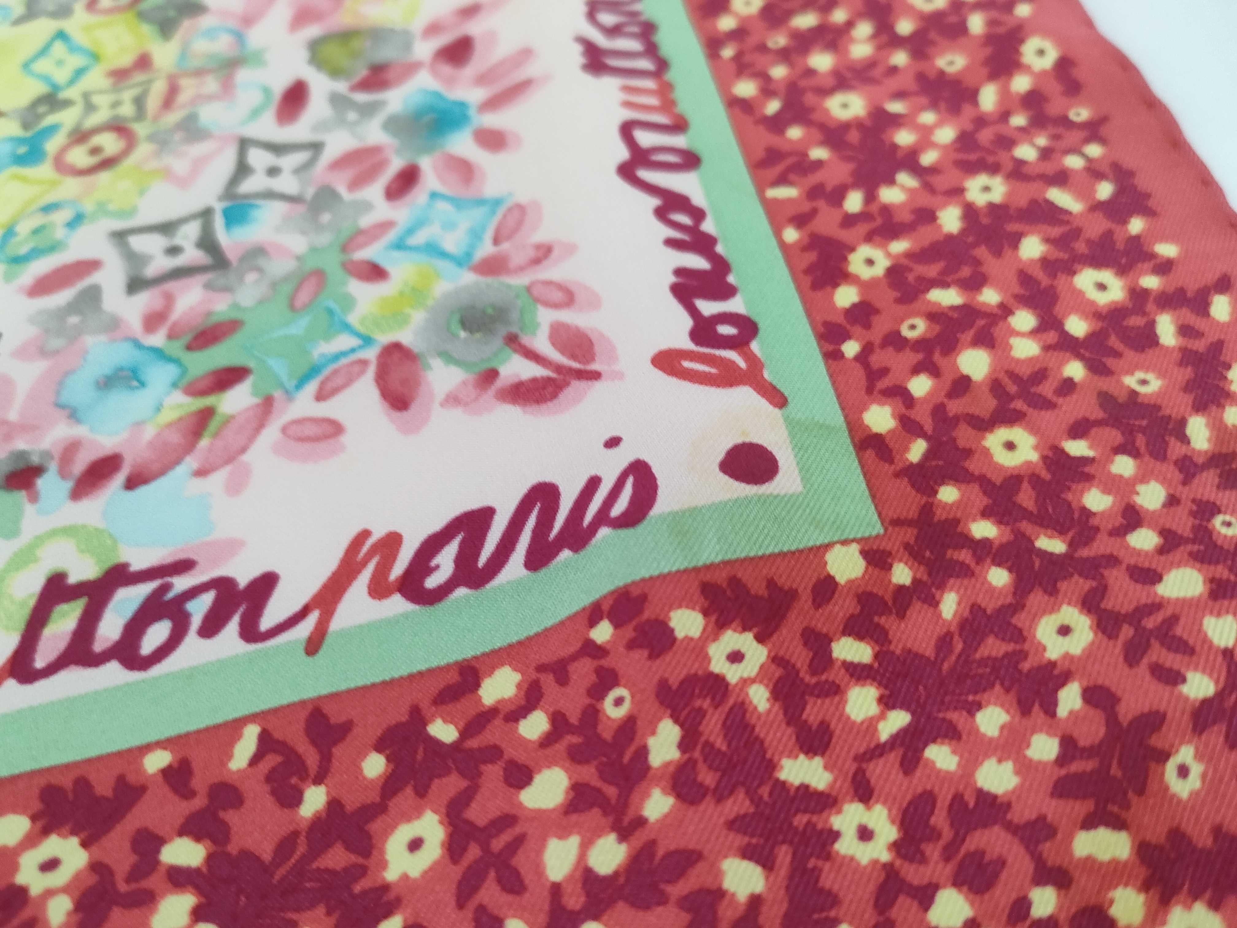 Louis Vuitton Floral Monogram Pink Multi Silk Scarf 67cm