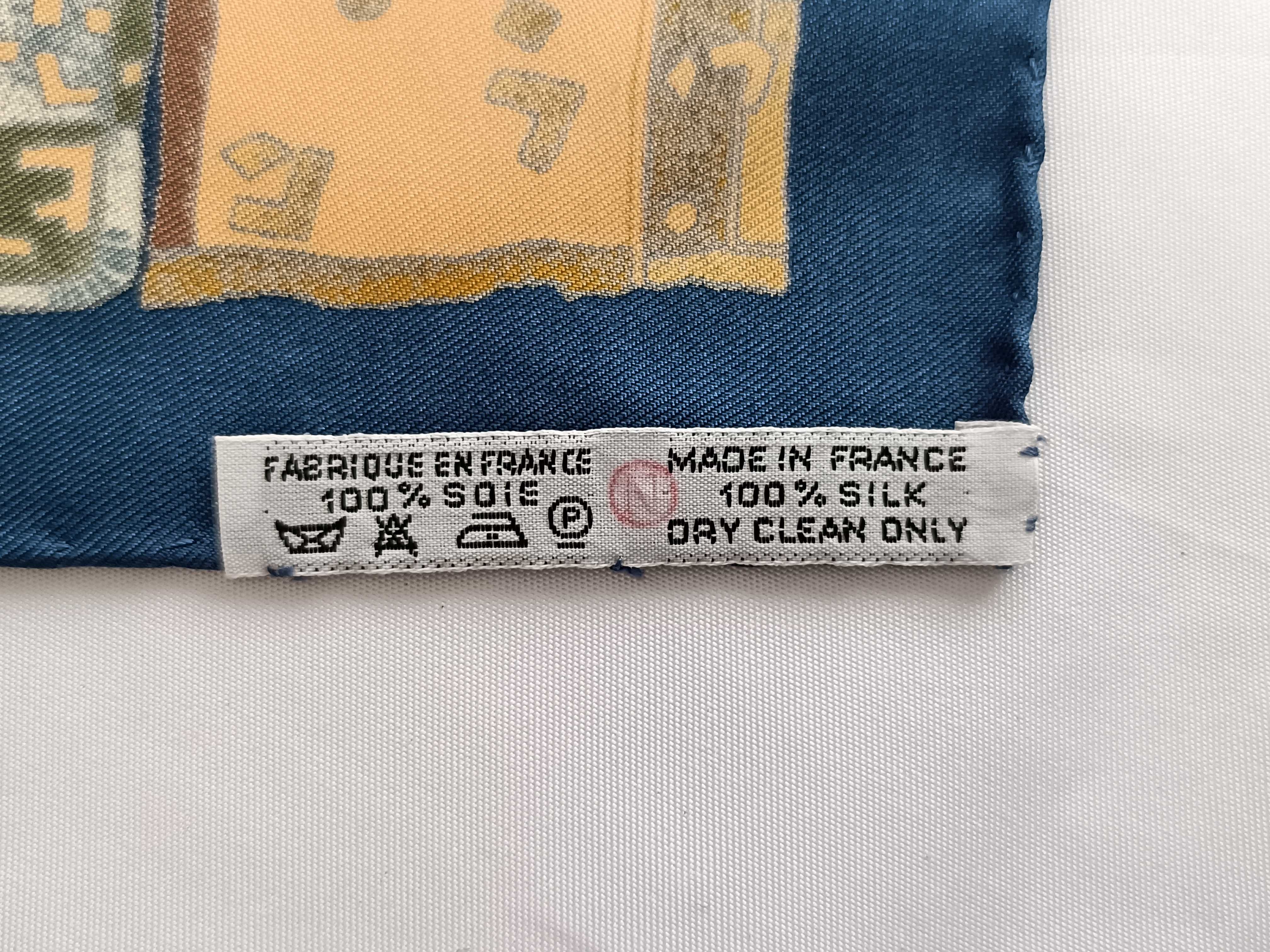Vintage Hermes Persona Blue Silk Carre 45