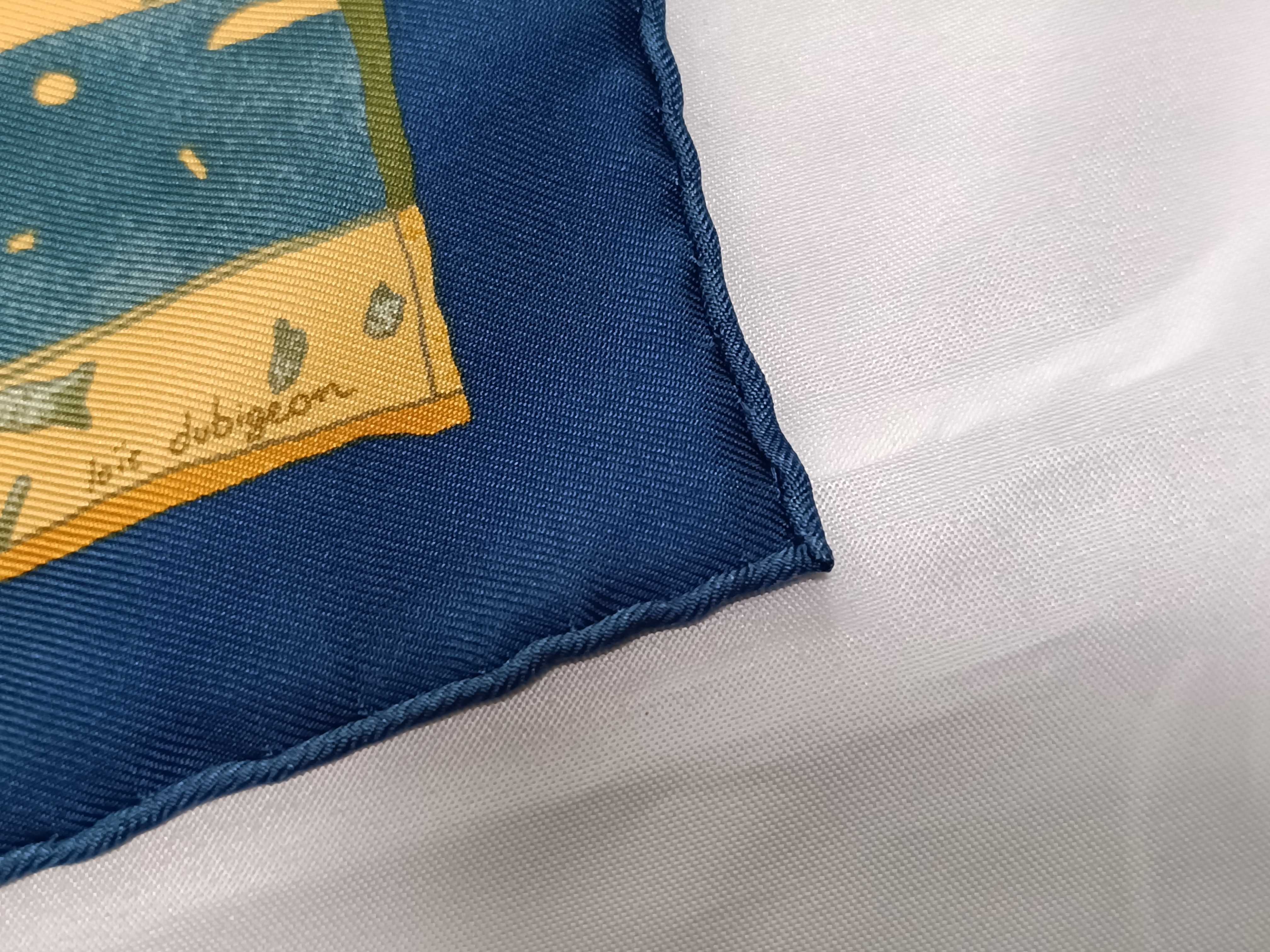 Vintage Hermes Persona Blue Silk Carre 45