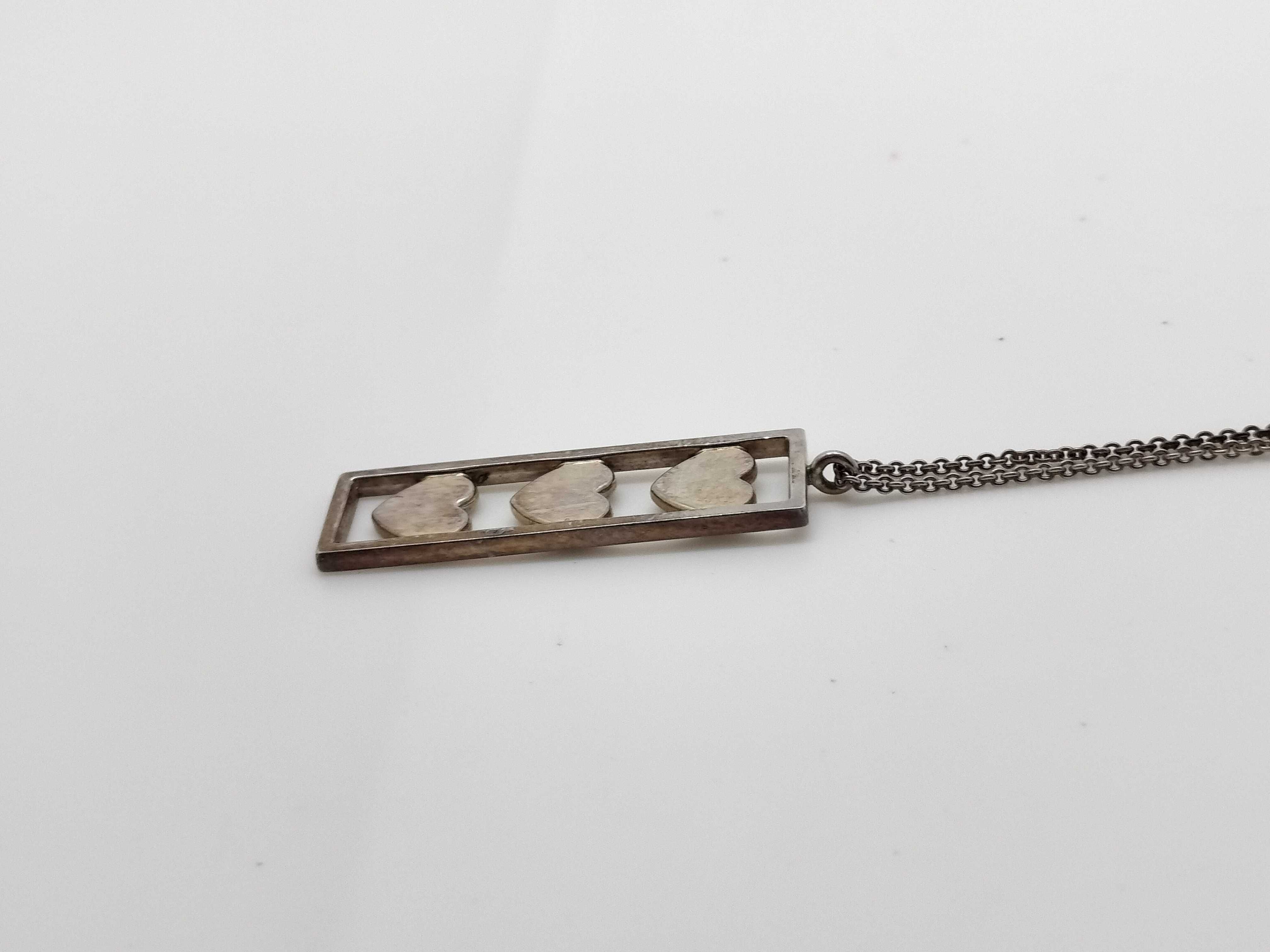 Tiffany & Co. Triple Heart Bar Sterling Silver Pendant Necklace