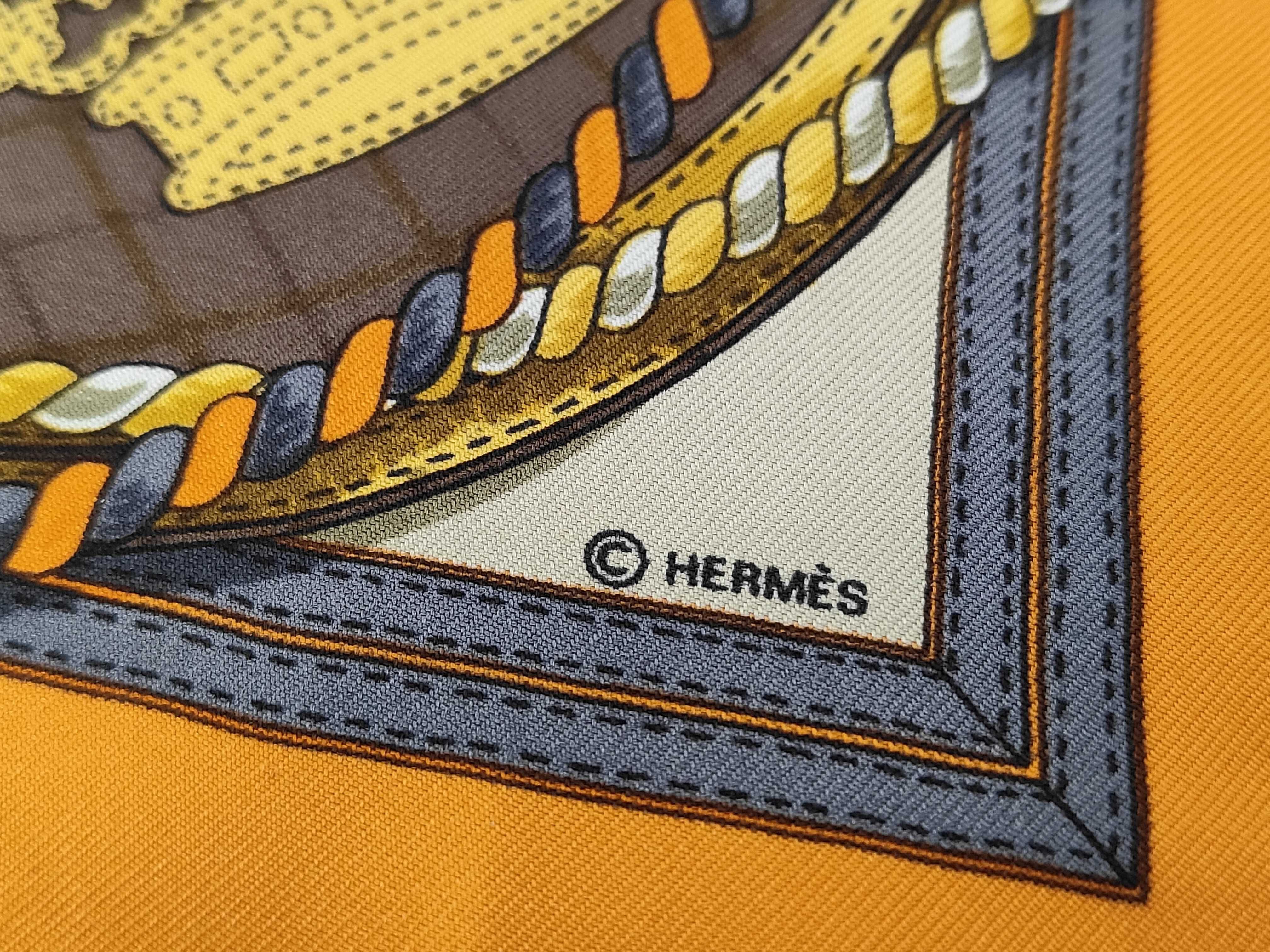 Hermes Grande Tenue Orange Silk Carre 45