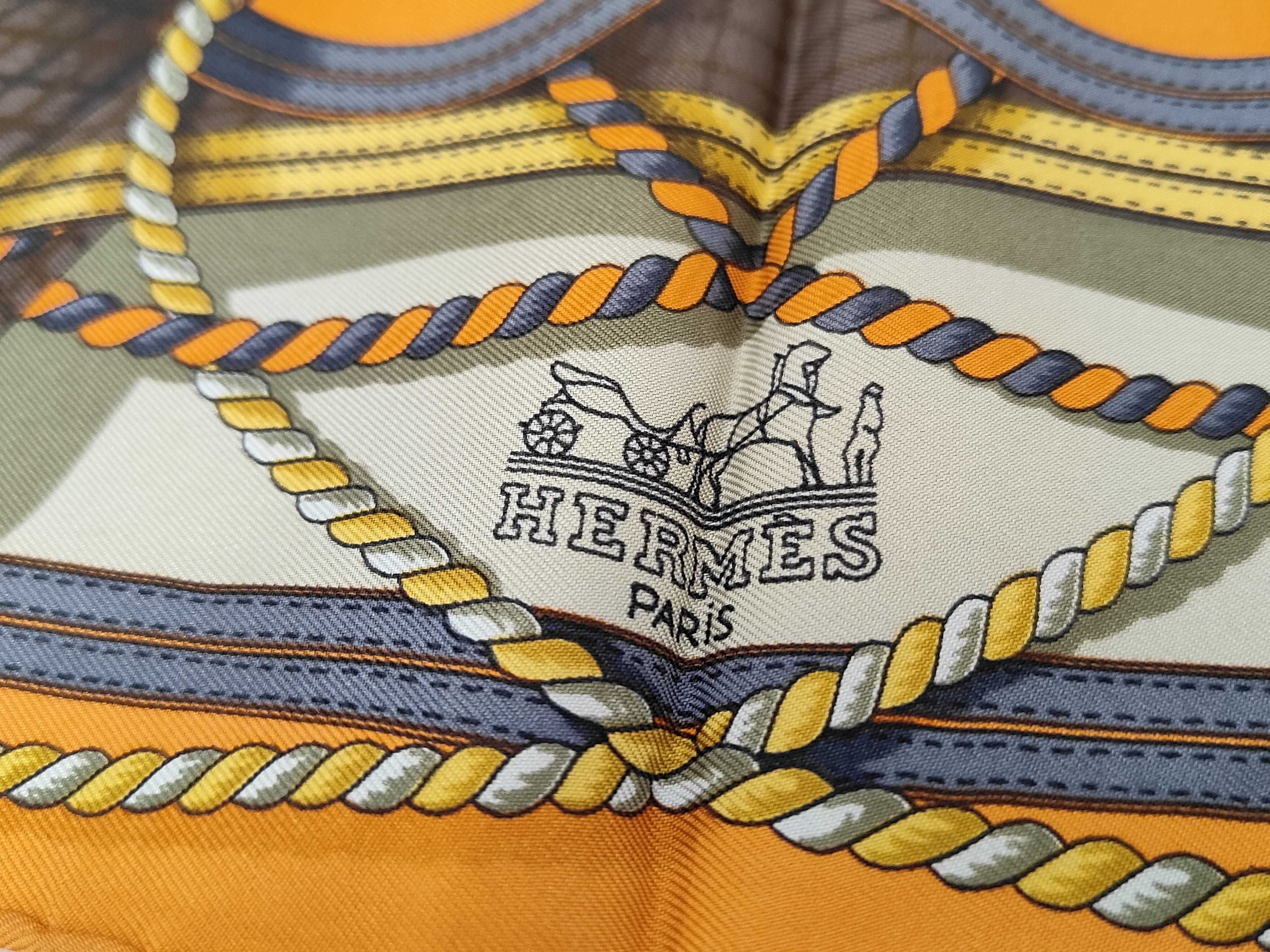 Hermes Grande Tenue Orange Silk Carre 45