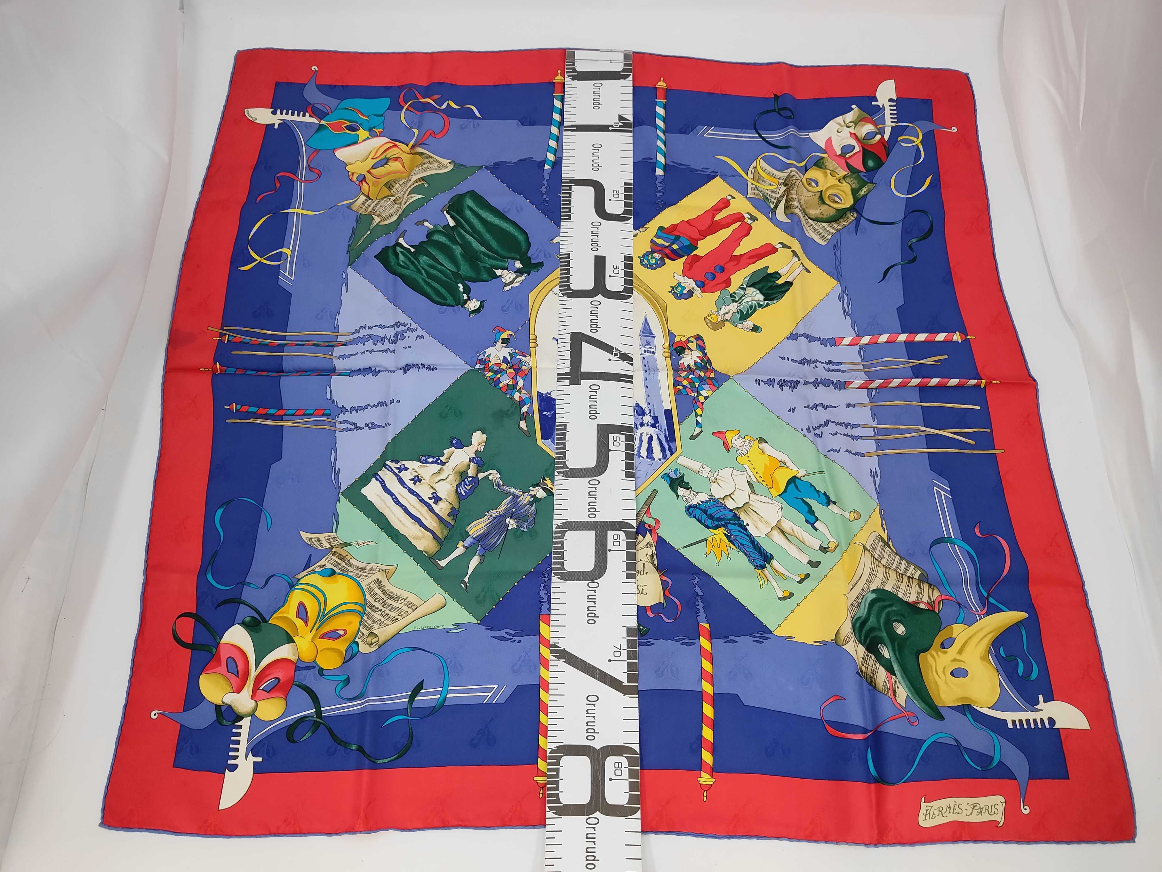 Vintage Hermes Le Carnaval de Venise Silk Jacquard Carre 90