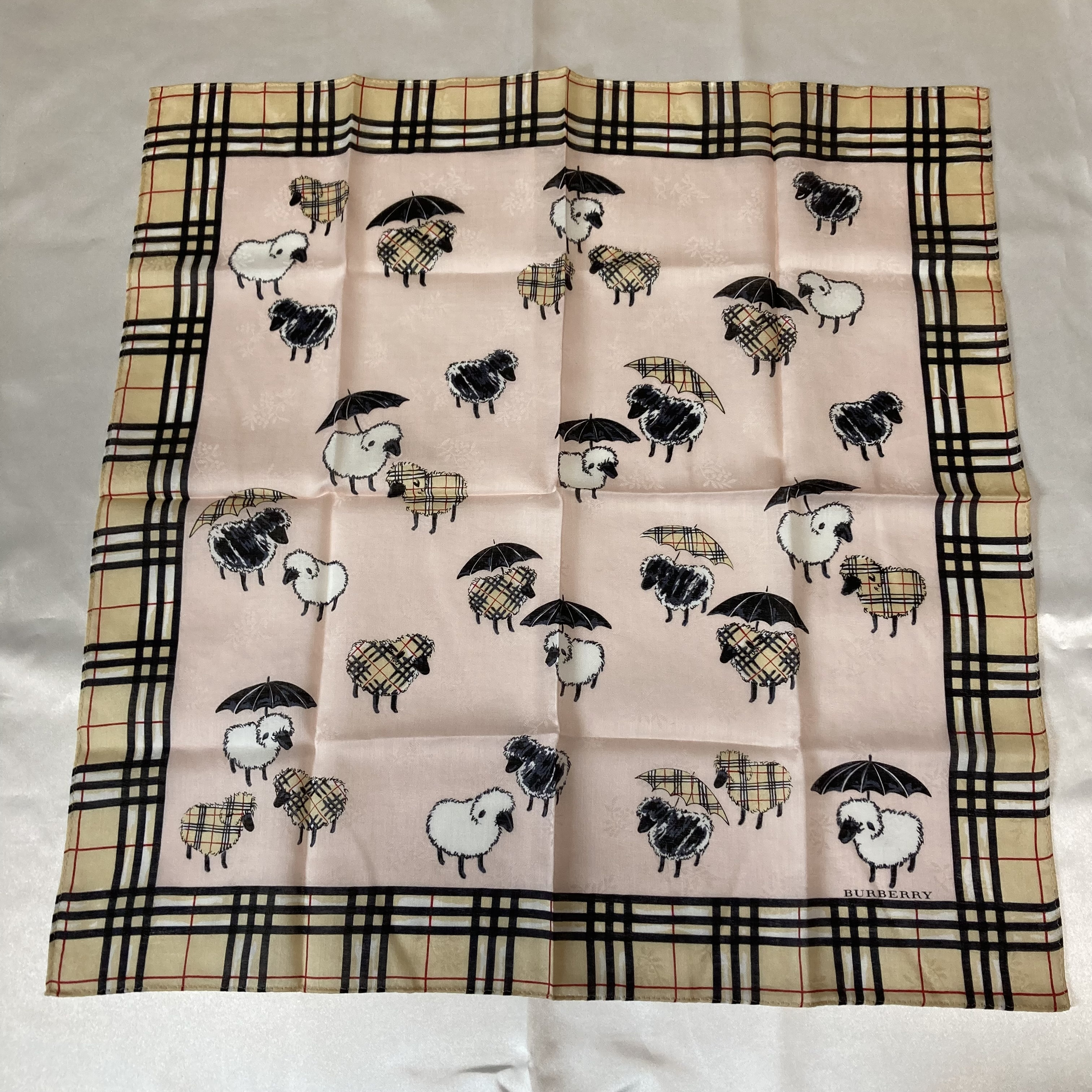 Five Burberry Assorted Pattern Cotton Scarves 50cm