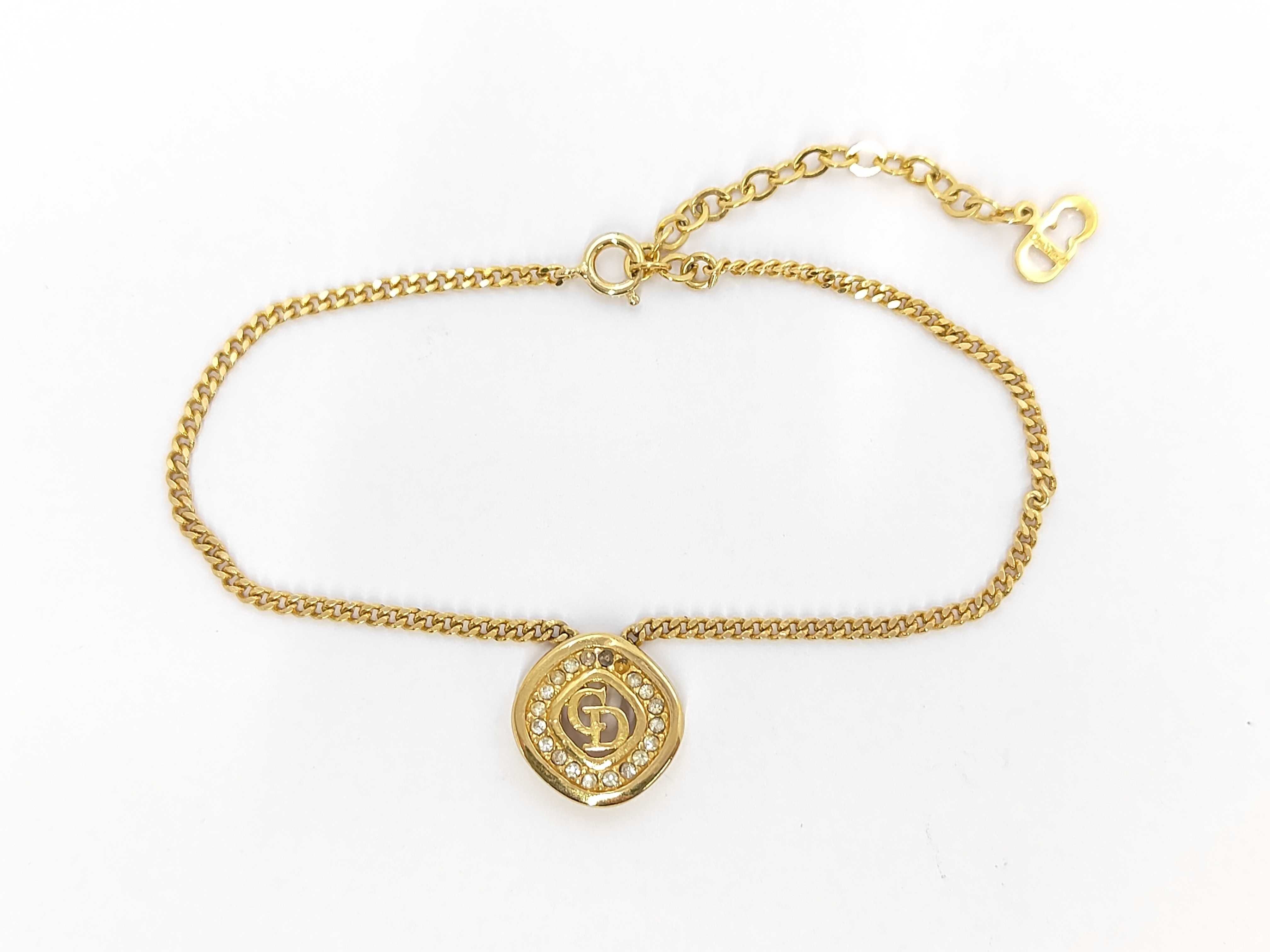 Vintage Christian Dior CD Logo Gold Toned Curb Link Bracelet