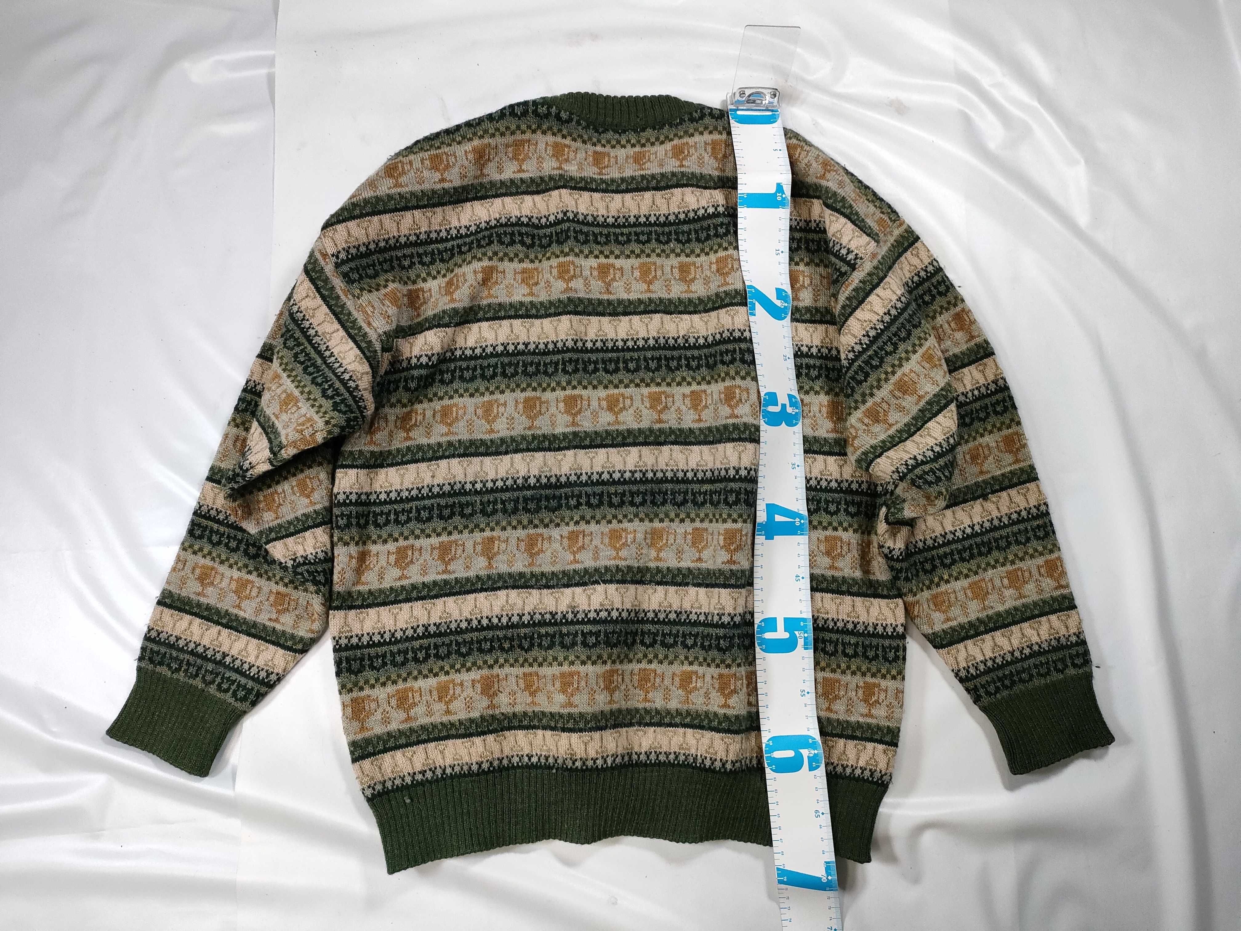 Vintage Burberrys Golf Course Motif Olive Green Wool Crewneck Sweater Size 40