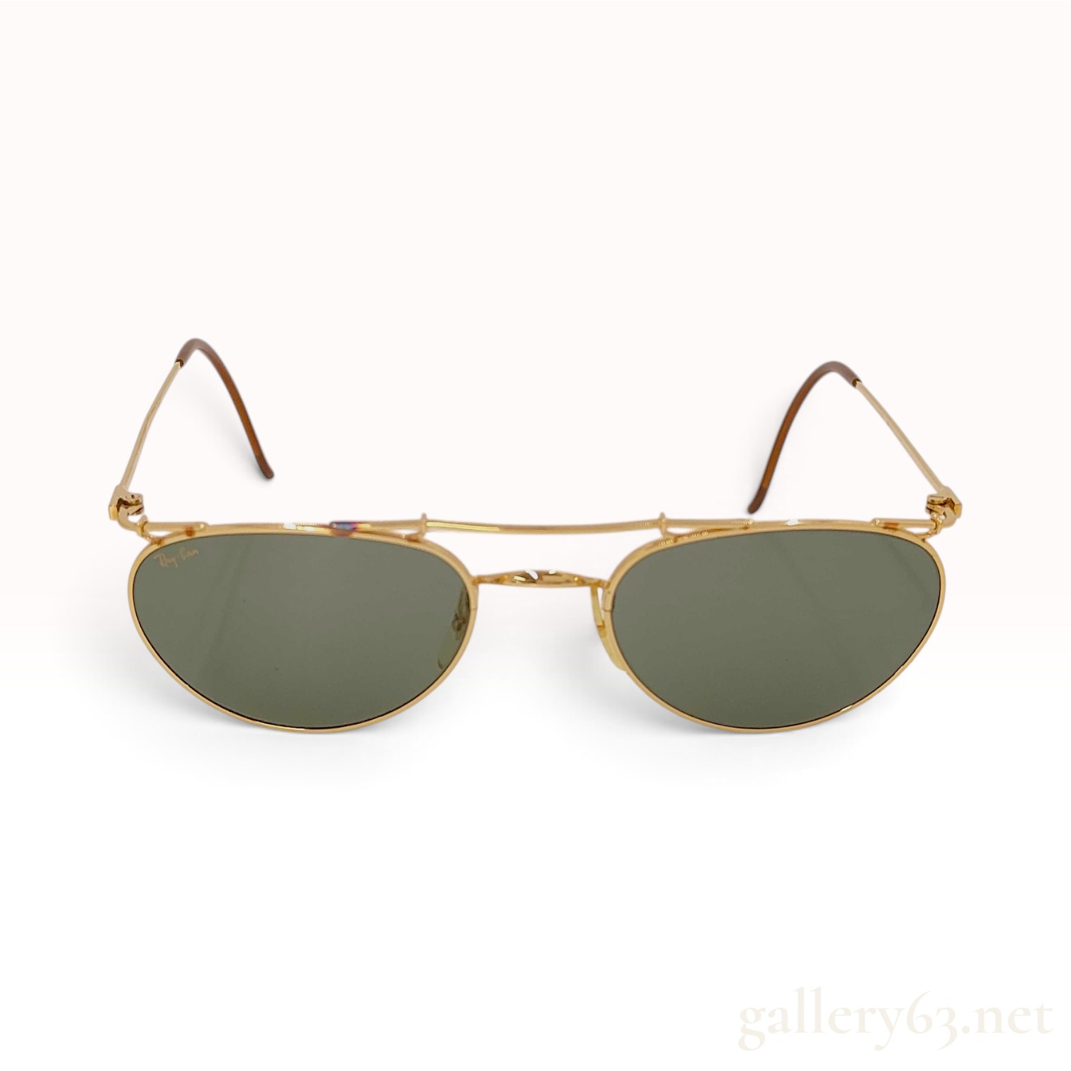 Vintage Ray-Ban Deco Metals Oval Gold-Toned Sunglasses with Case