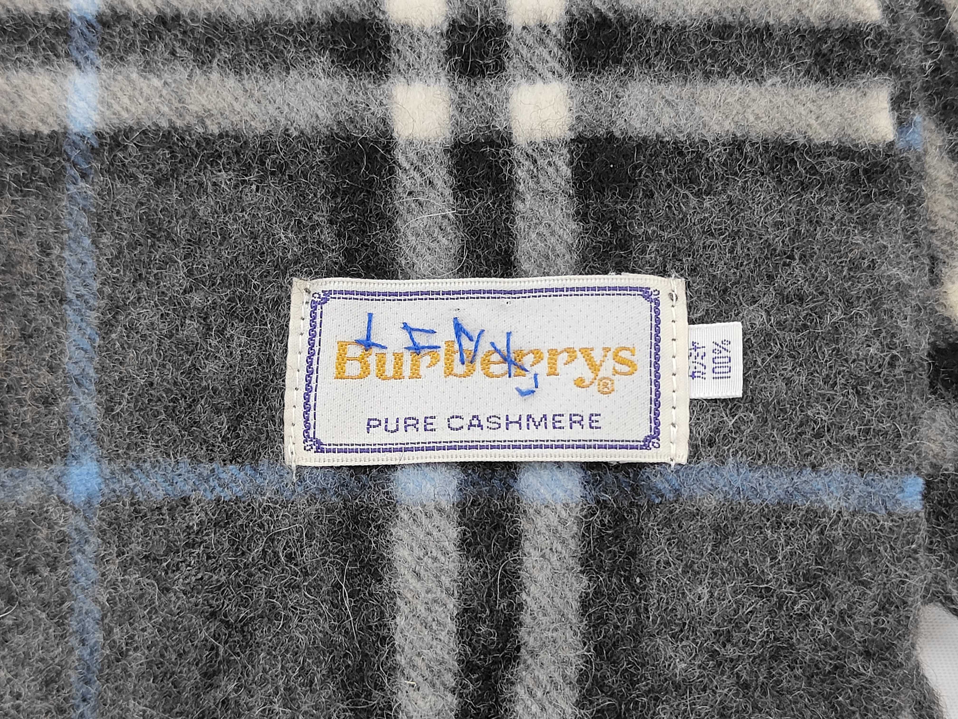 Vintage Burberrys Check Charcoal Gray Pure Cashmere Scarf