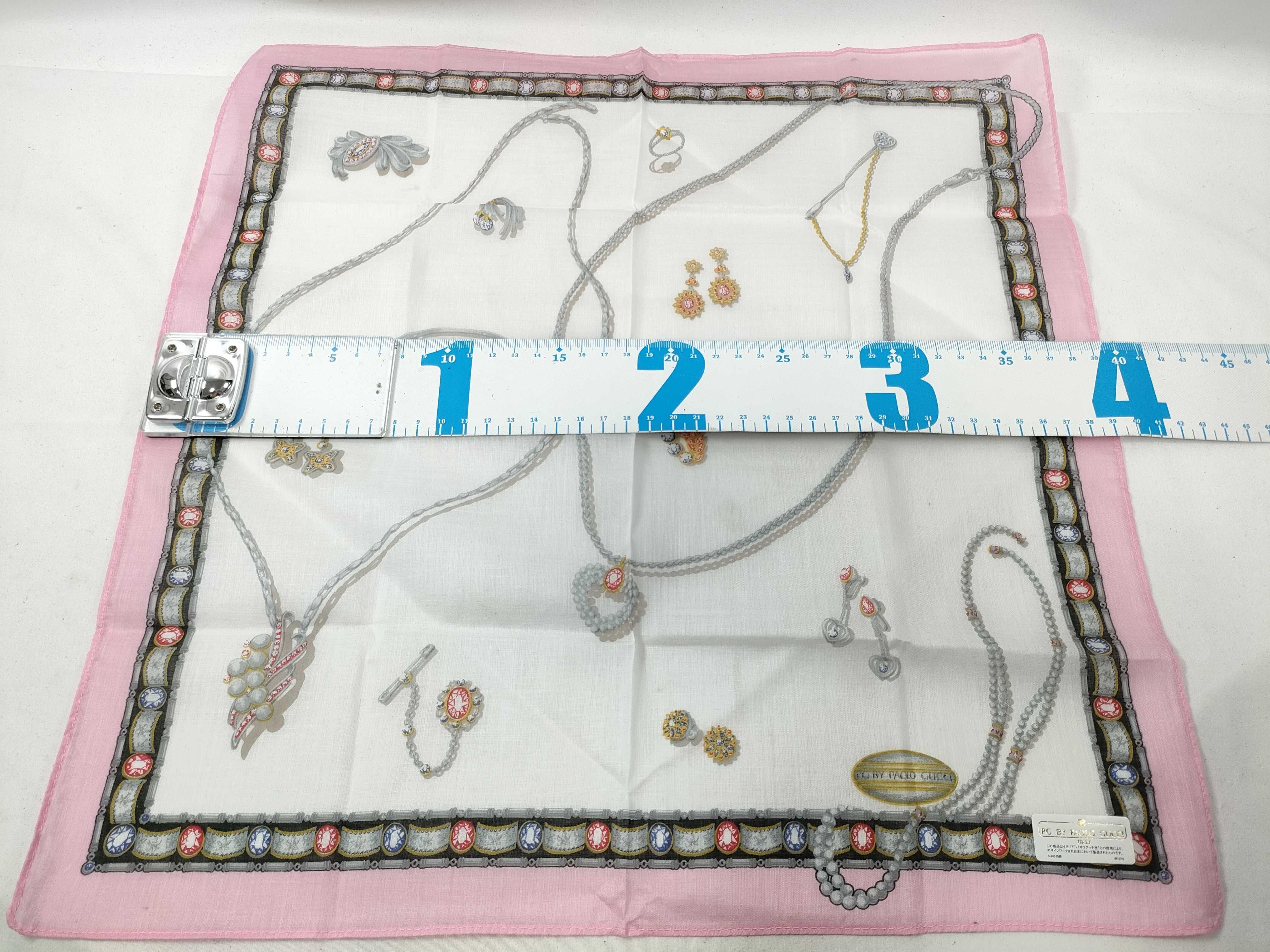 NWT PG by Paolo Gucci Jewelry Print Pink Cotton Scarf 45 cm