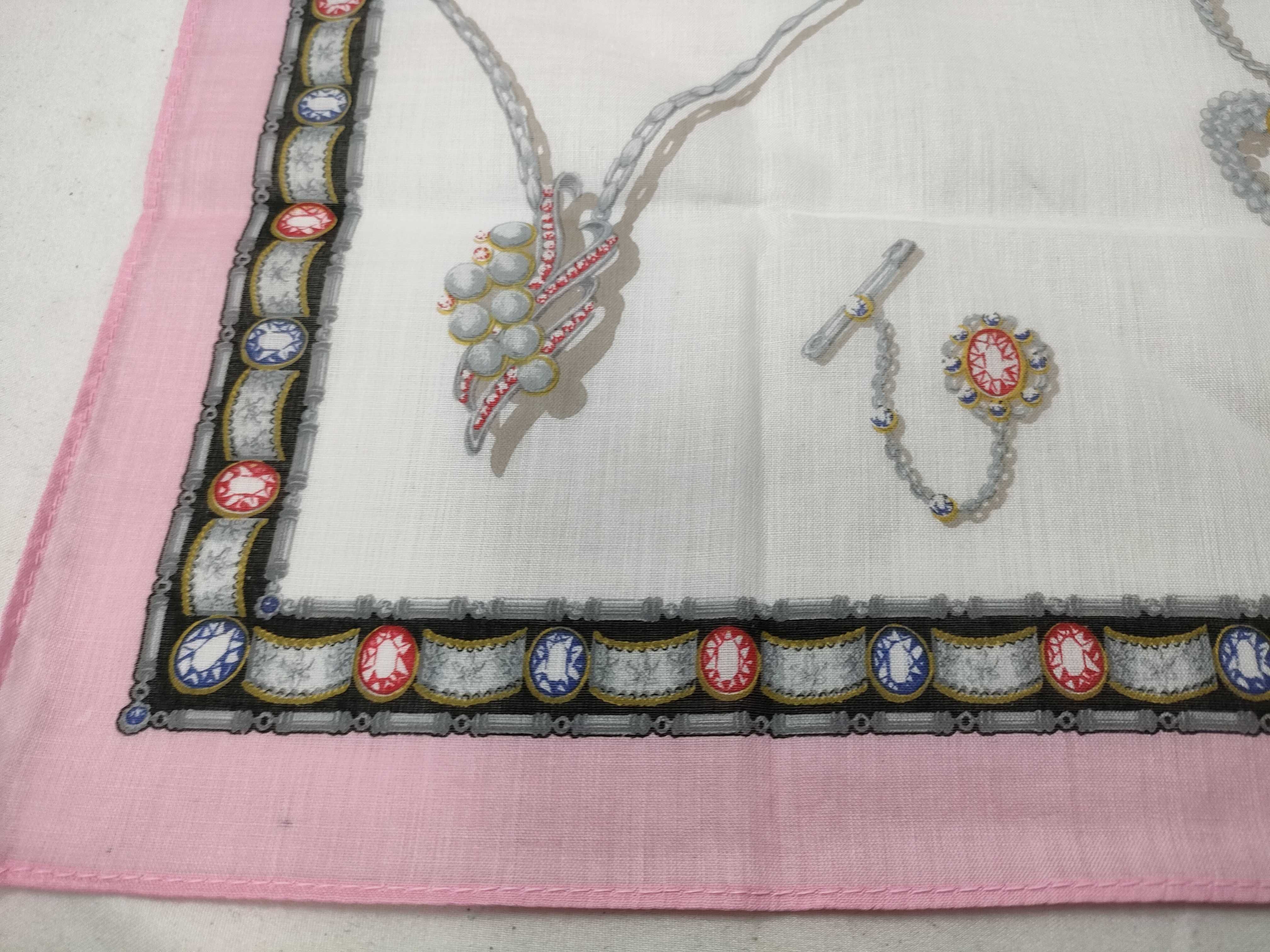 NWT PG by Paolo Gucci Jewelry Print Pink Cotton Scarf 45 cm