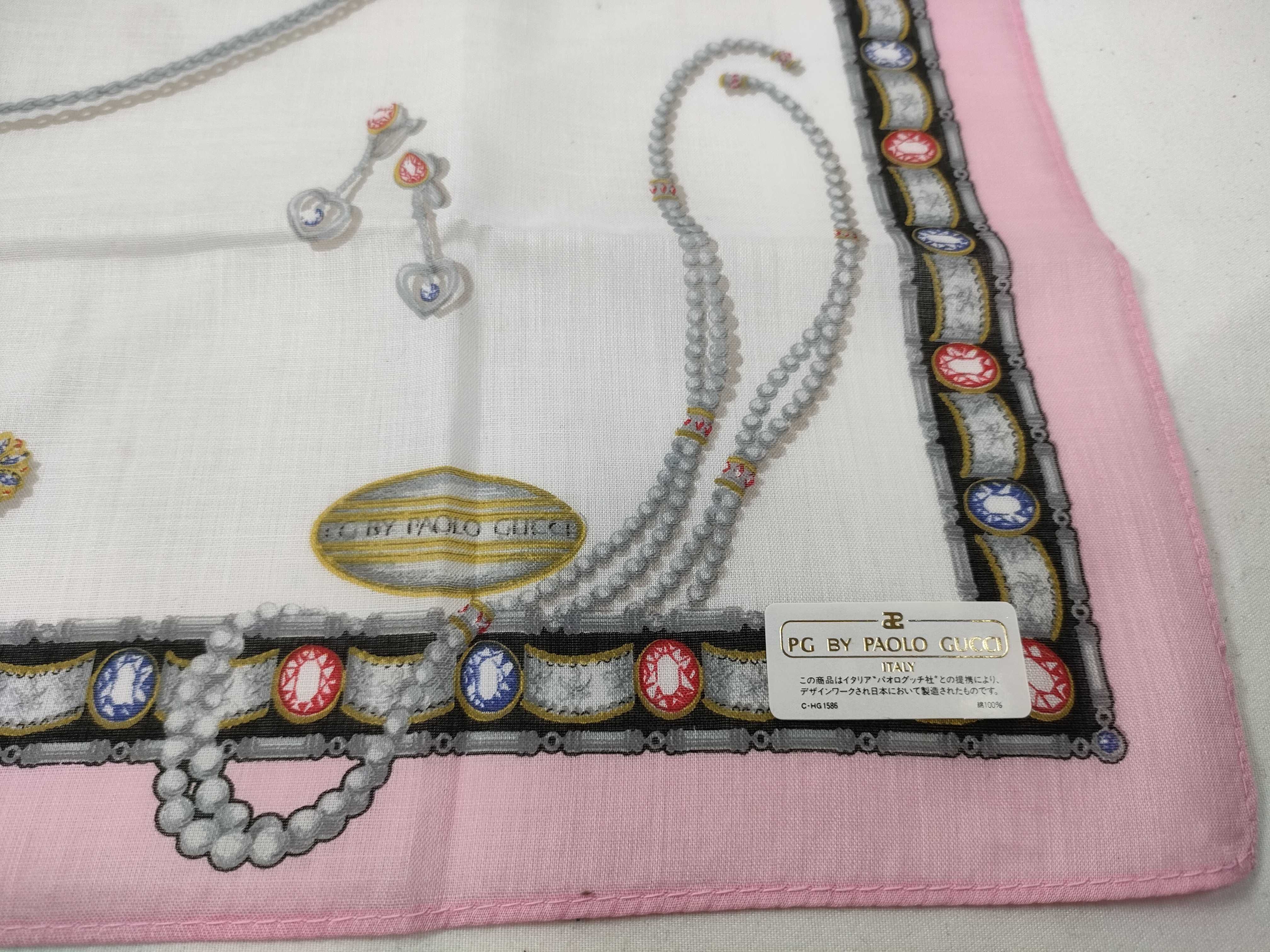 NWT PG by Paolo Gucci Jewelry Print Pink Cotton Scarf 45 cm