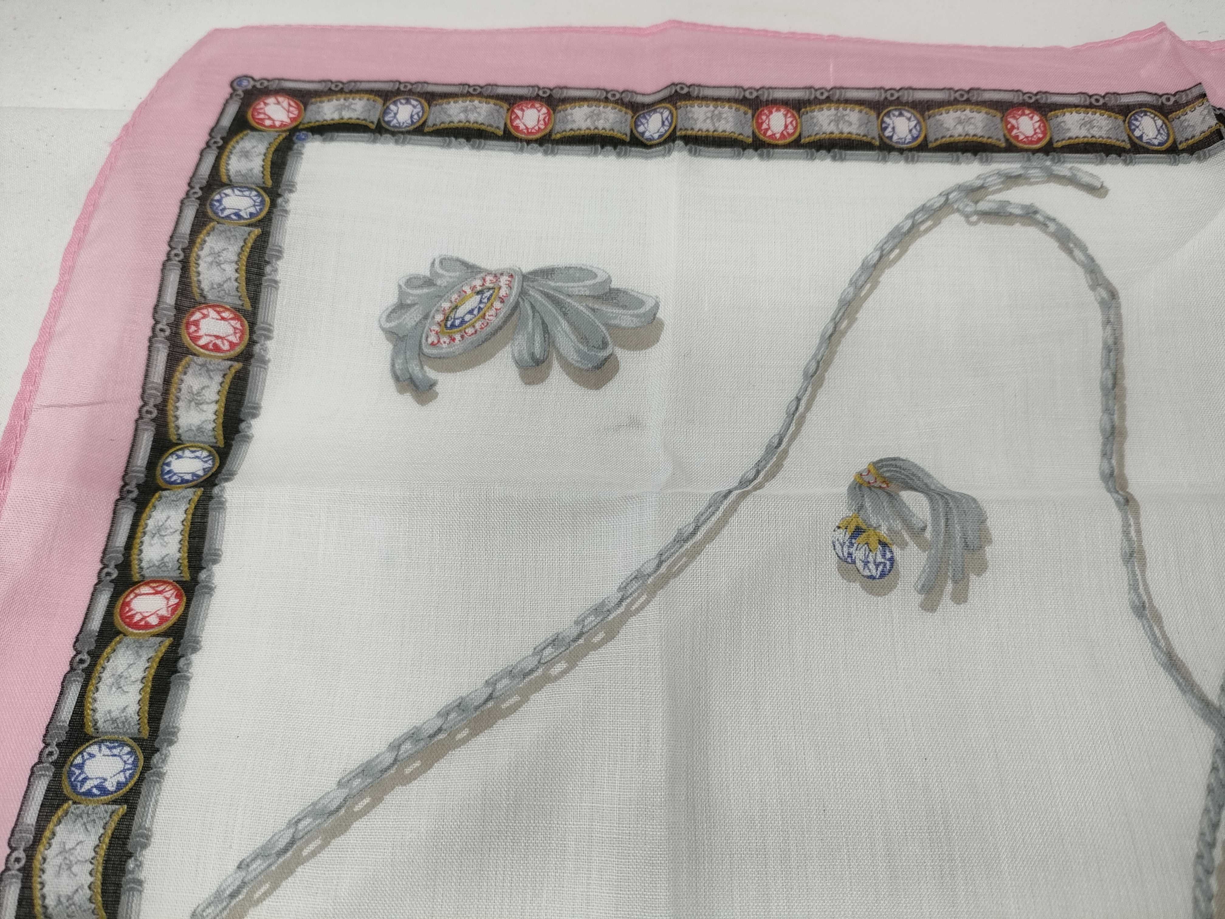 NWT PG by Paolo Gucci Jewelry Print Pink Cotton Scarf 45 cm