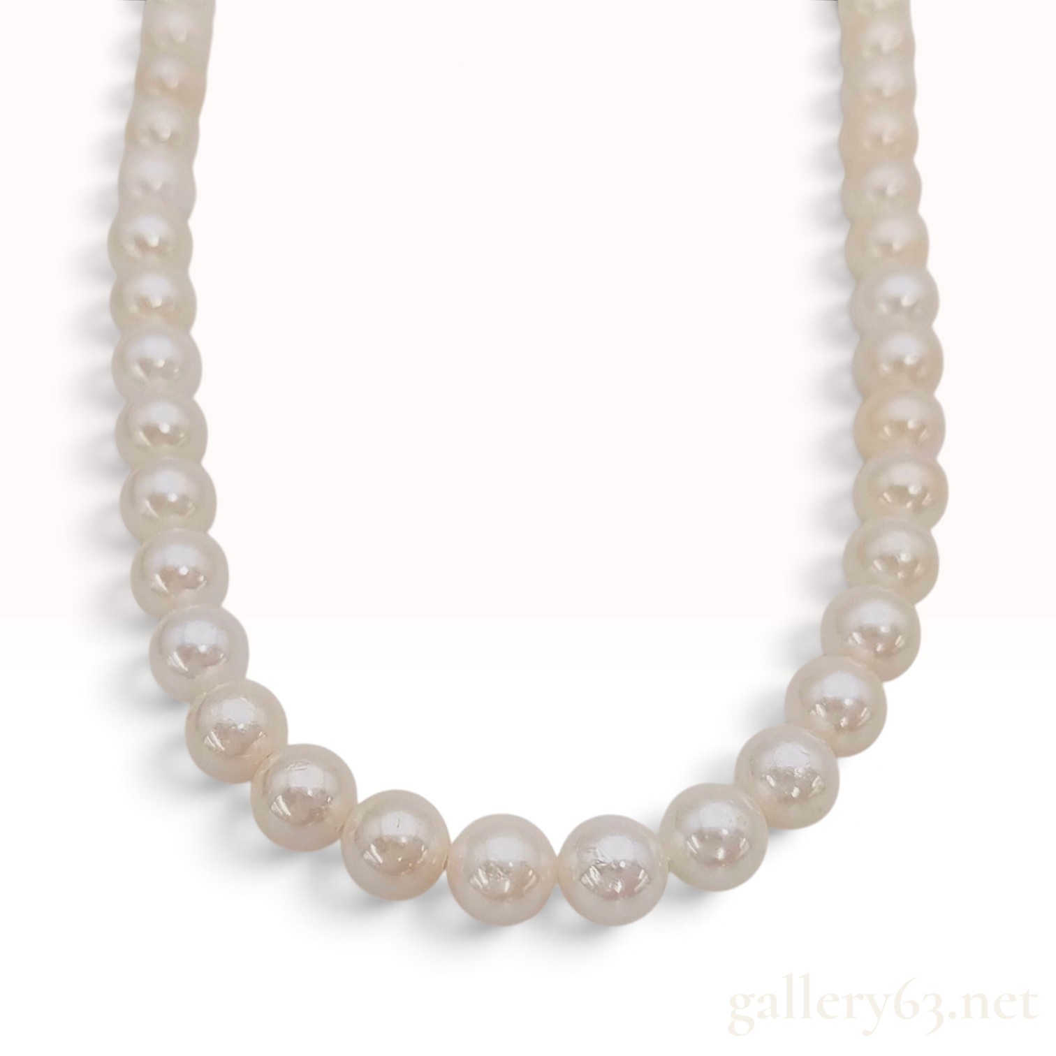 Silver and White Cultured Pearl Single Strand Necklace 35cm