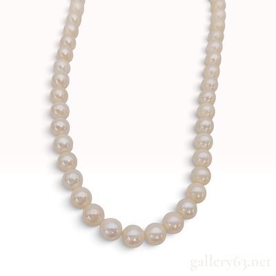 Vintage Silver and 6mm to 7mm Cultured Pearl Strand Necklace. This vintage single strand 