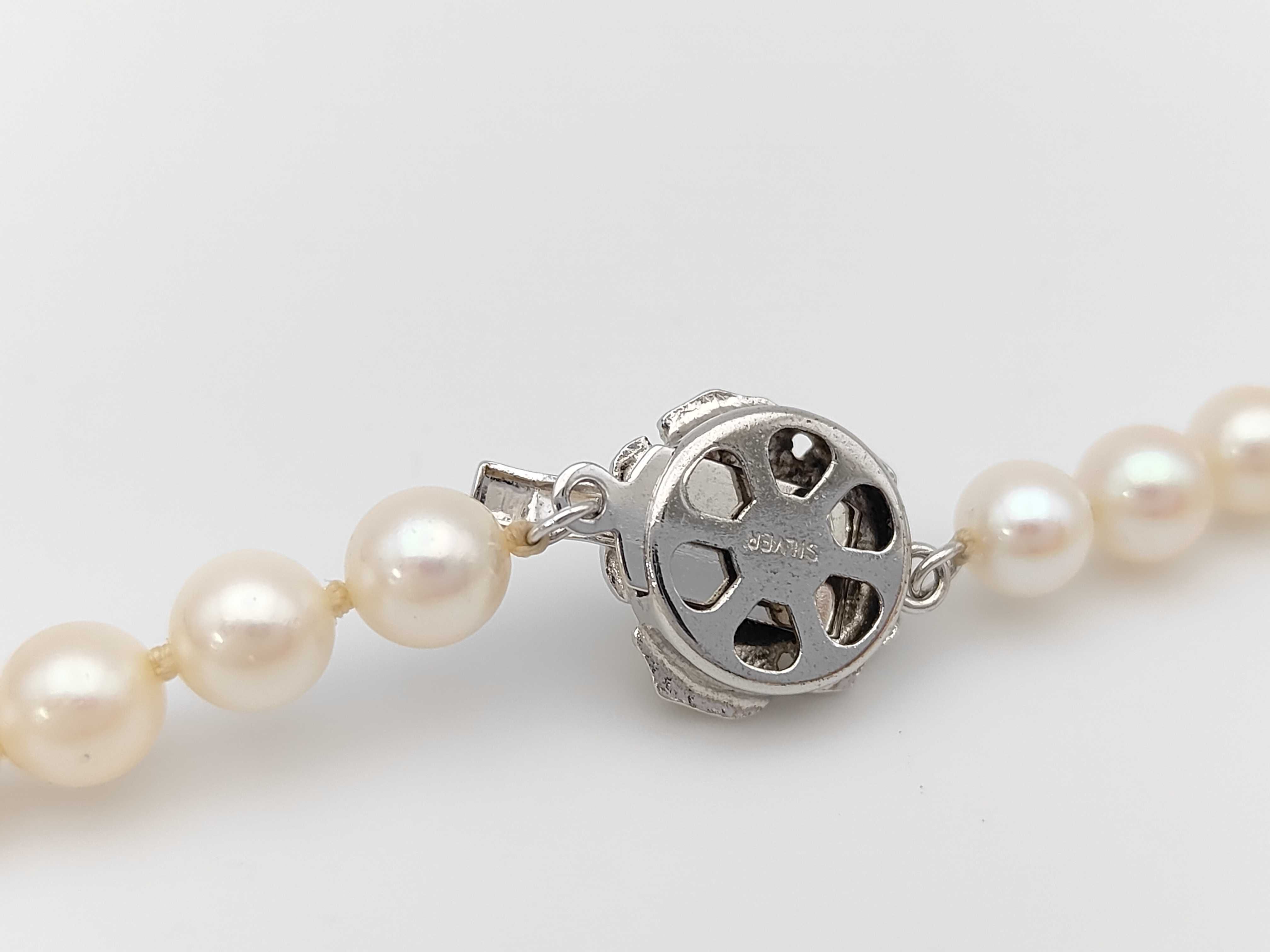 Silver and 6.0mm-6.5mm Cultured Pearl Hand-Knotted Choker Necklace