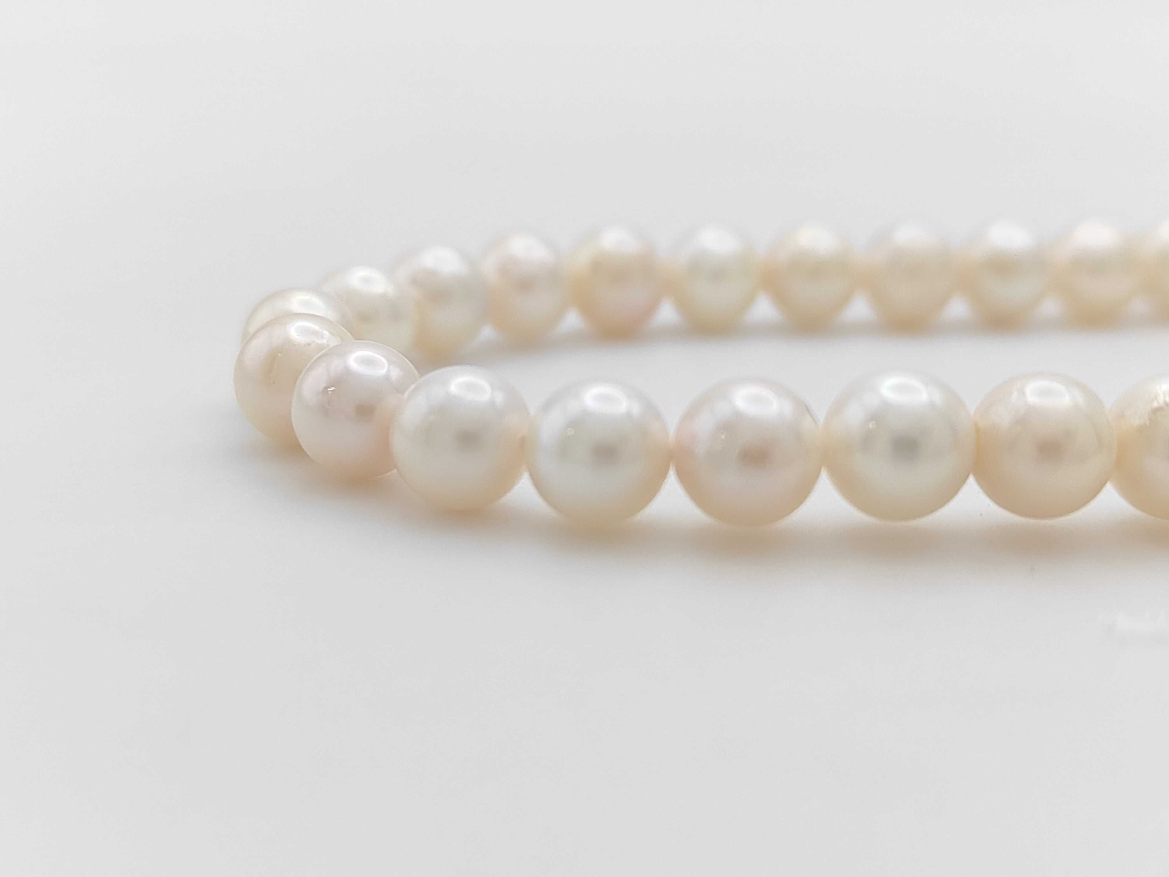 Vintage Silver and 6mm to 6.5mm Cultured Pearl Knotted Strand Necklace
