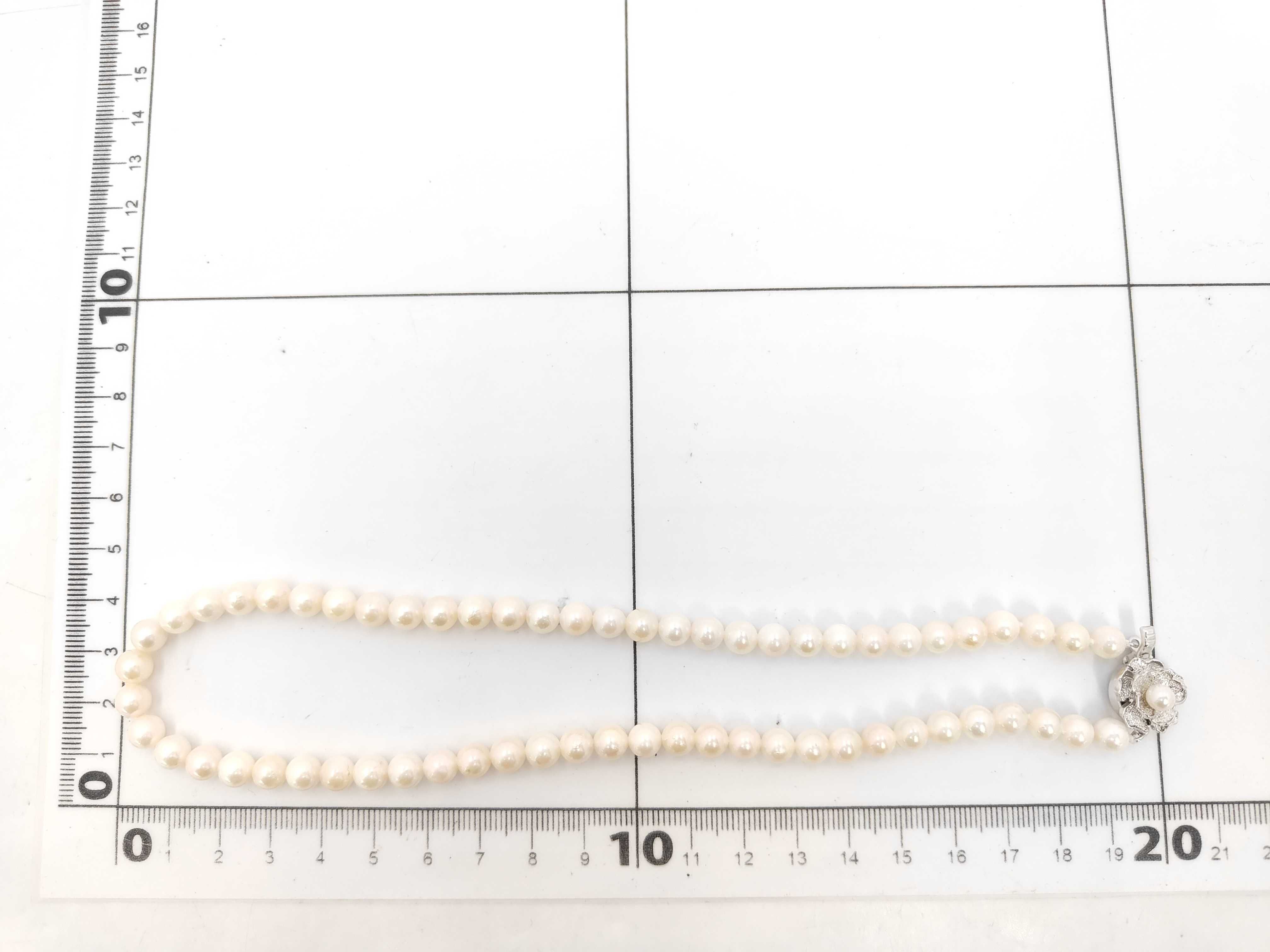 Vintage Silver and 6mm to 6.5mm Cultured Pearl Knotted Strand Necklace