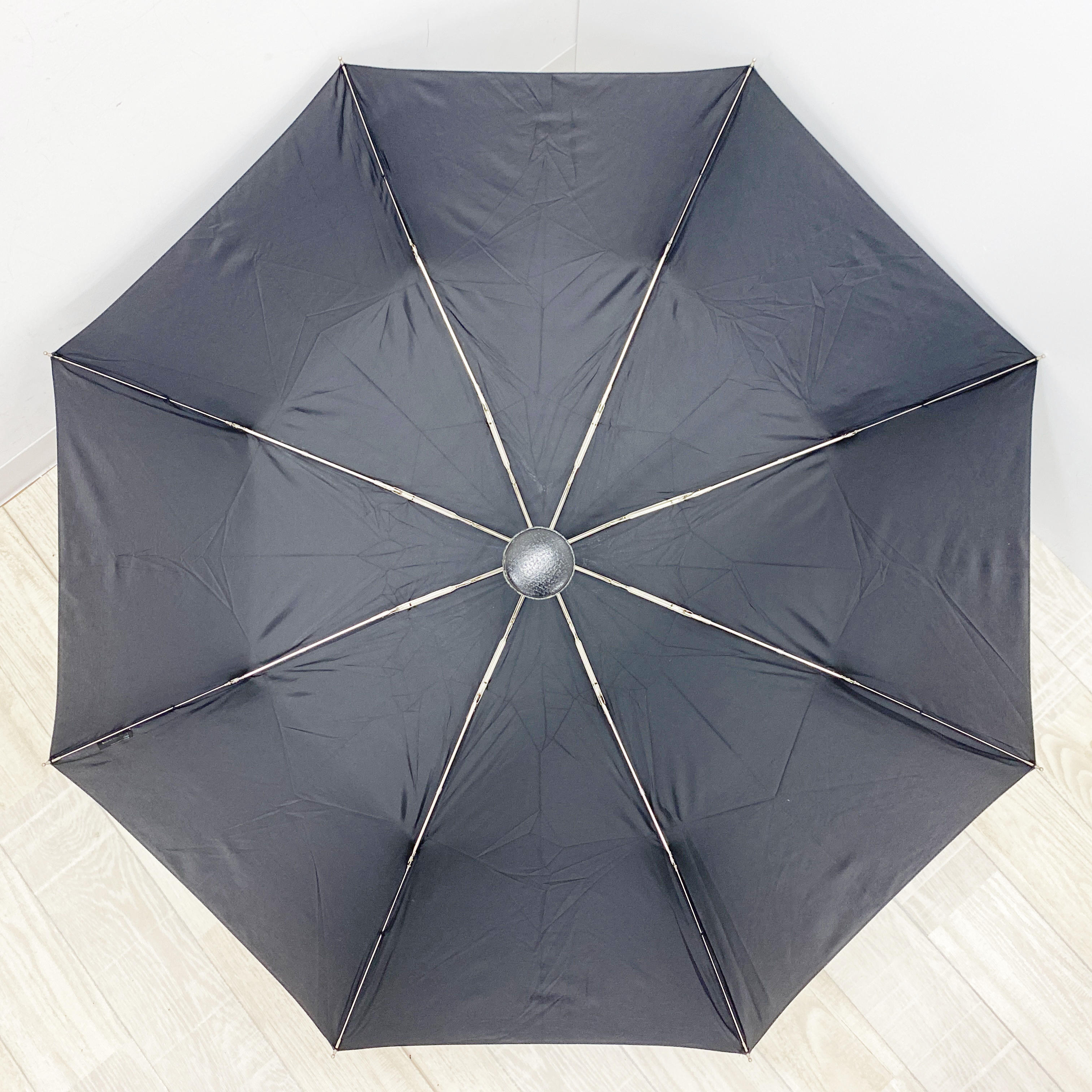 Prada Black Synthetic Fabric Folding Travel Umbrella with Matching Sleeve