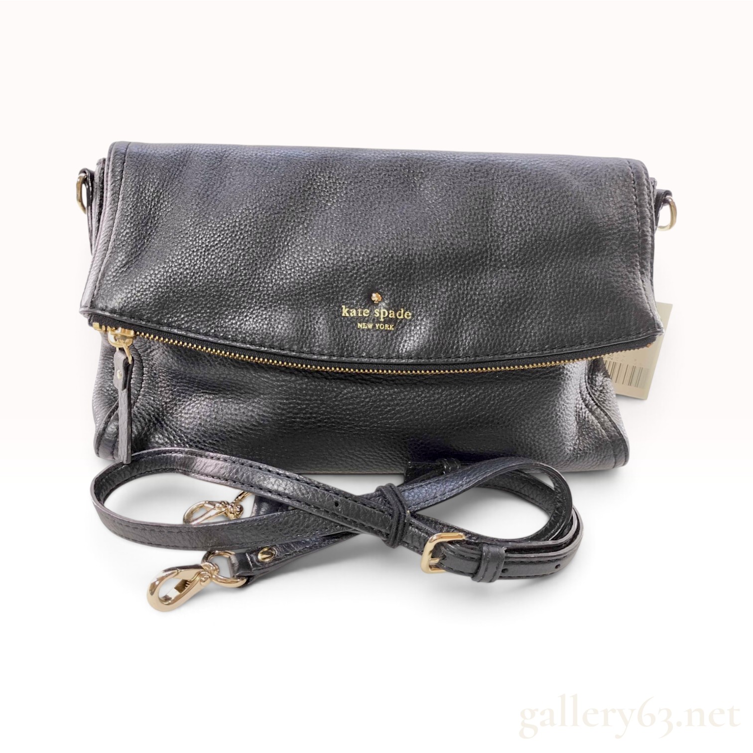 Kate Spade New York Cobble Hill Black Pebbled Leather Foldover Crossbody Bag