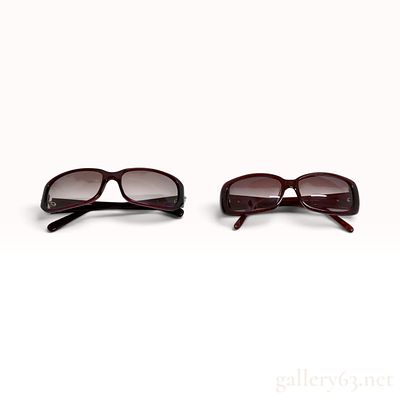 Two Pairs of Furla Burgundy Acetate Rectangle Sunglasses with Cases. Two pairs of Furla 