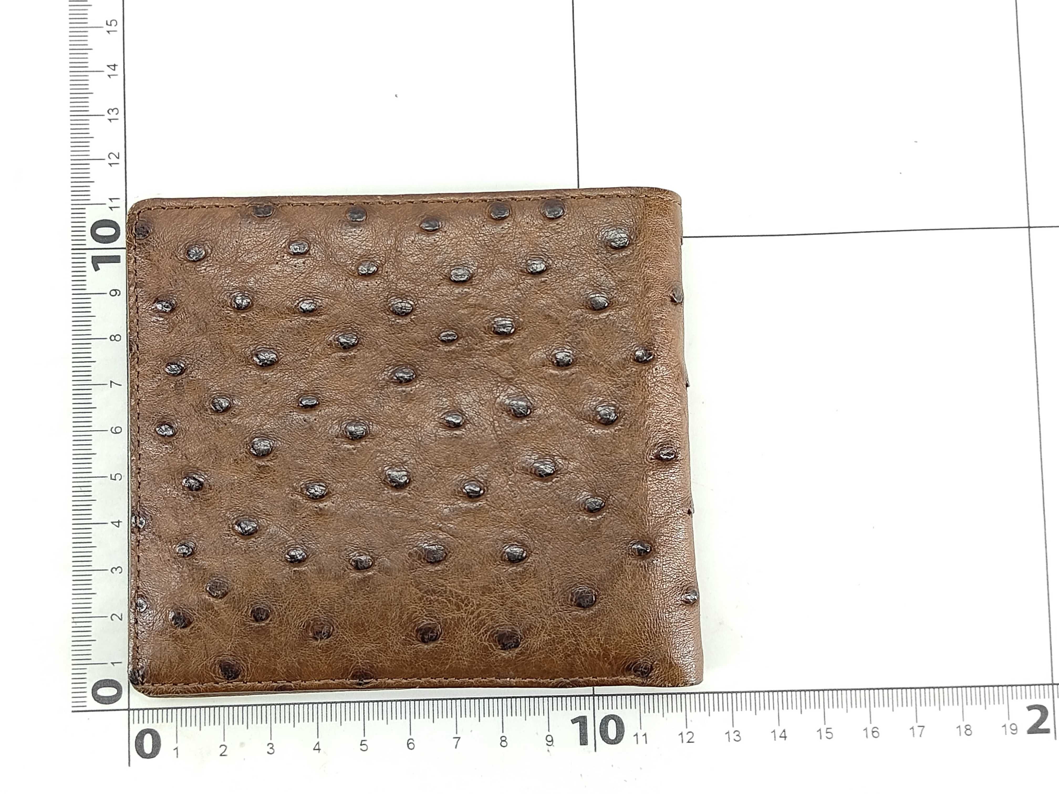 Brown Ostrich Leather Bifold Wallet