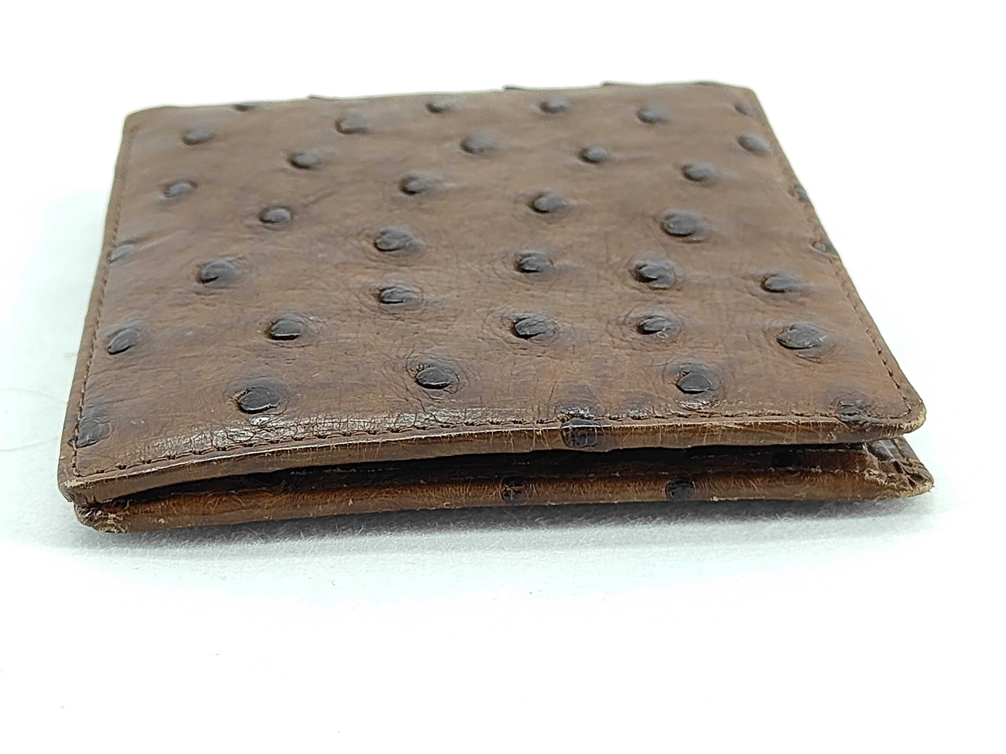 Brown Ostrich Leather Bifold Wallet