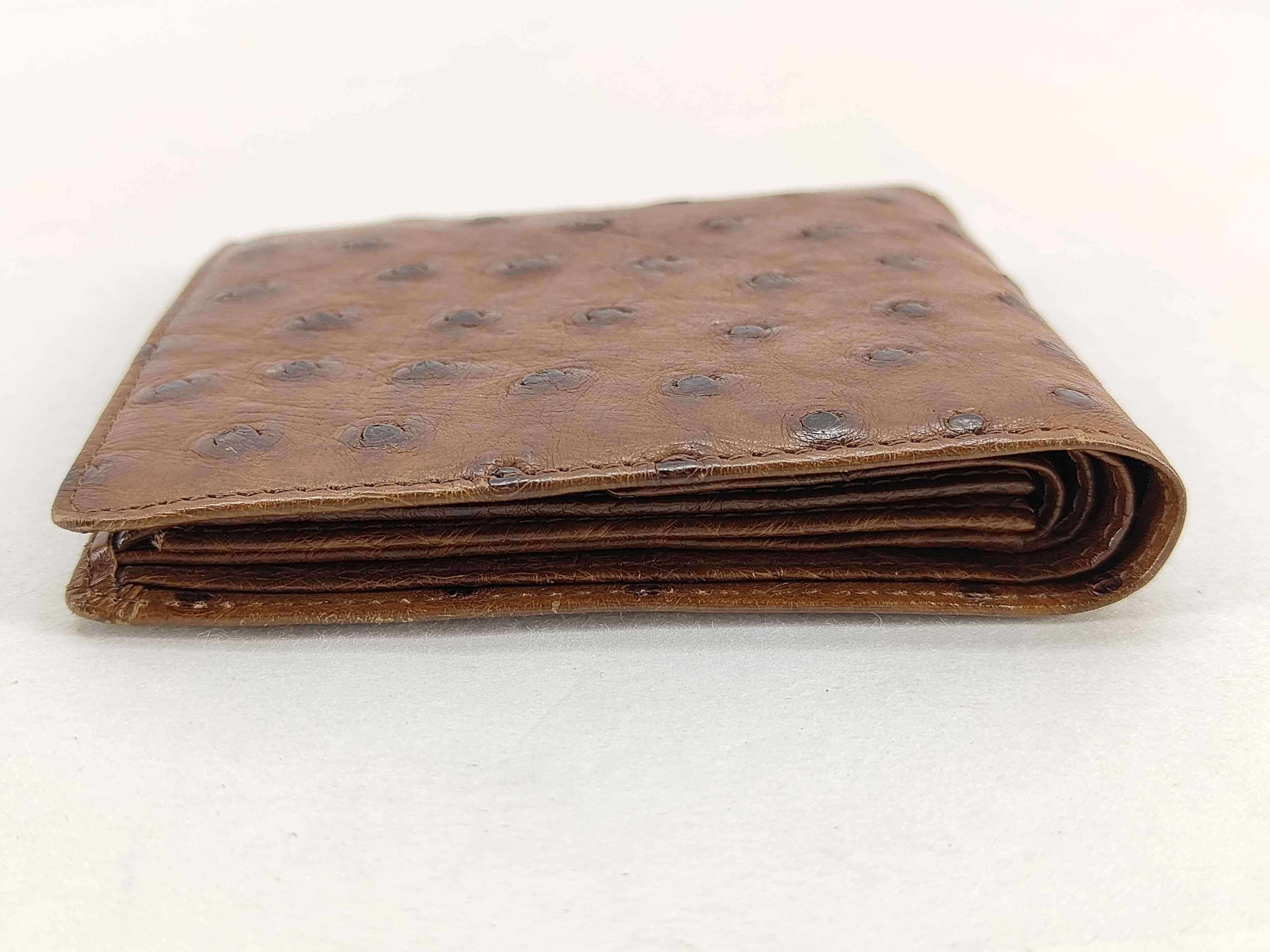 Brown Ostrich Leather Bifold Wallet