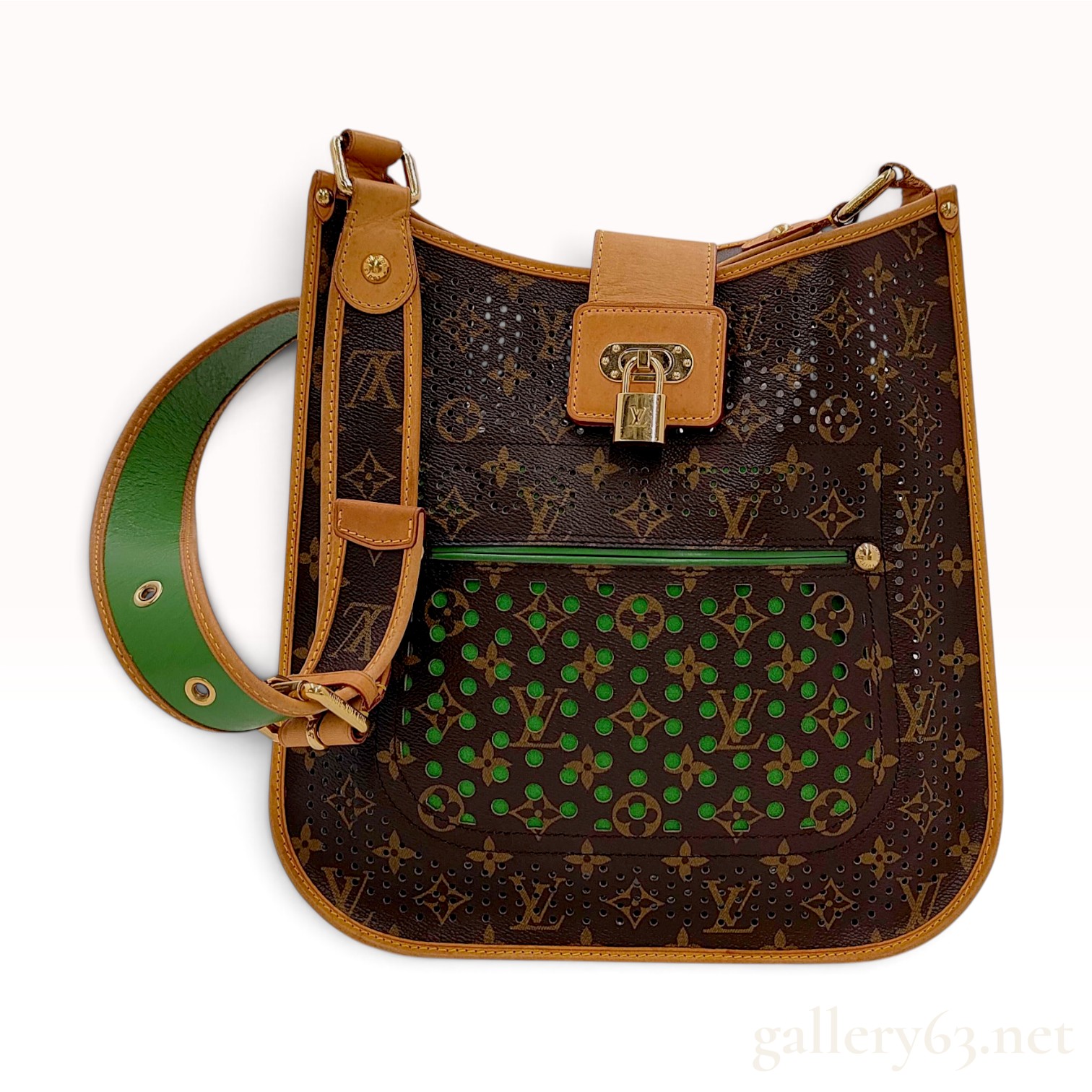 Vintage Louis Vuitton Perforated Monogram Musette Vert Canvas Crossbody Bag