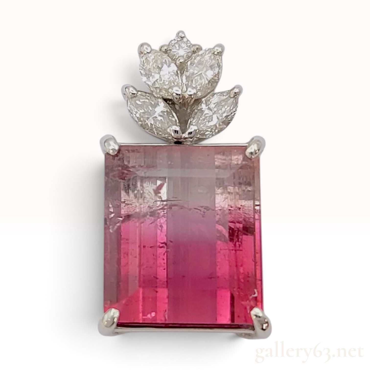 Pt900 Platinum 8.10ct Parti-colored Tourmaline and 0.46ctw Natural Diamond Pendant with CGL Report
