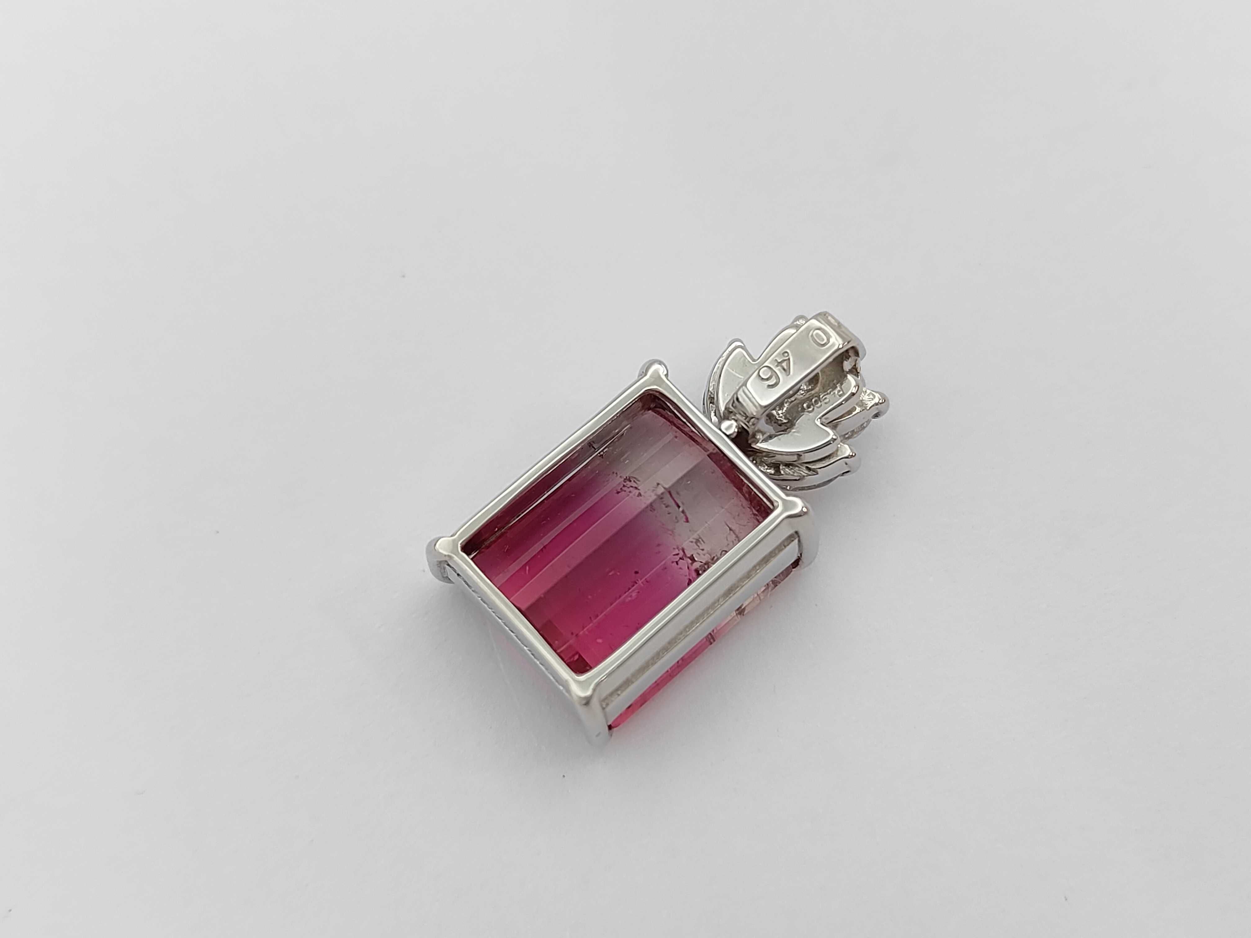 Pt900 Platinum 8.10ct Parti-colored Tourmaline and 0.46ctw Natural Diamond Pendant with CGL Report