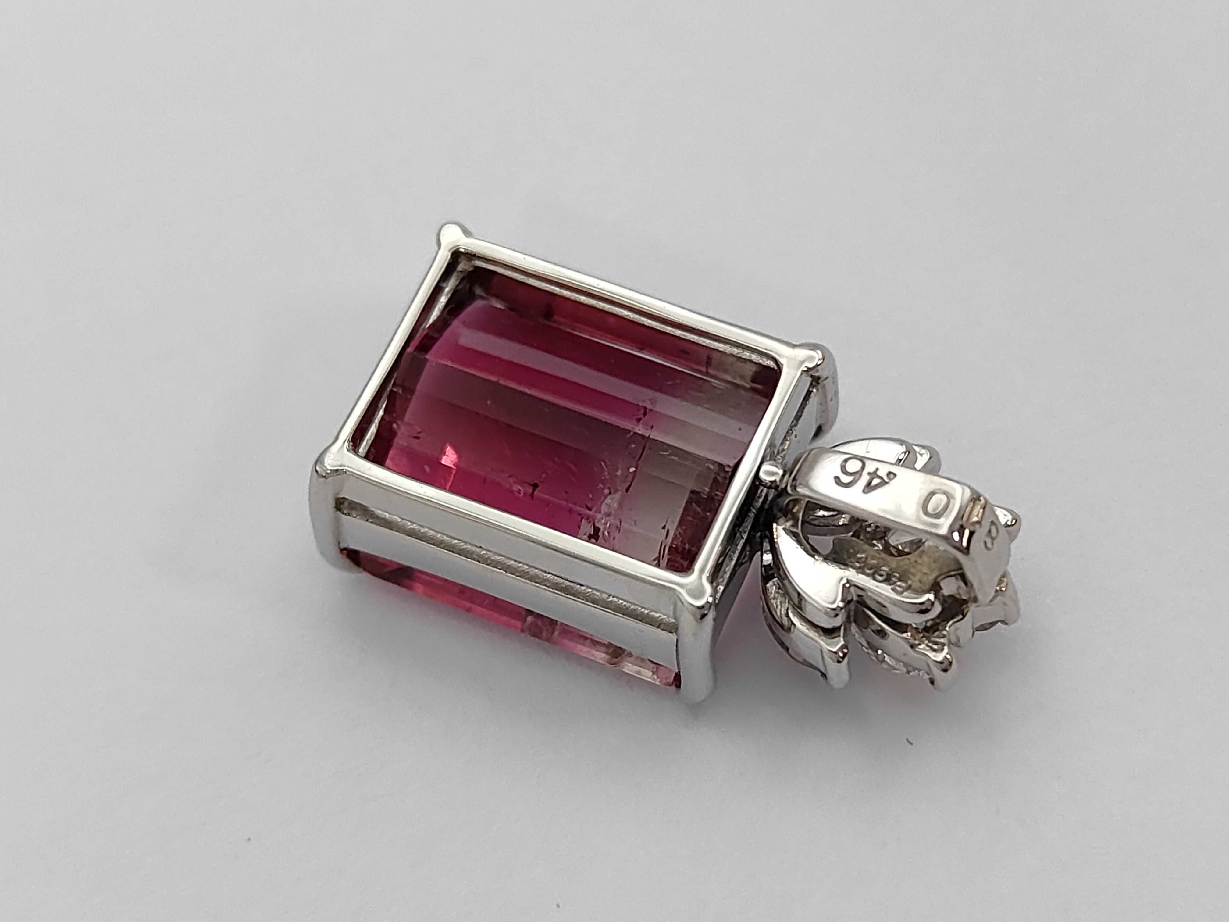 Pt900 Platinum 8.10ct Parti-colored Tourmaline and 0.46ctw Natural Diamond Pendant with CGL Report
