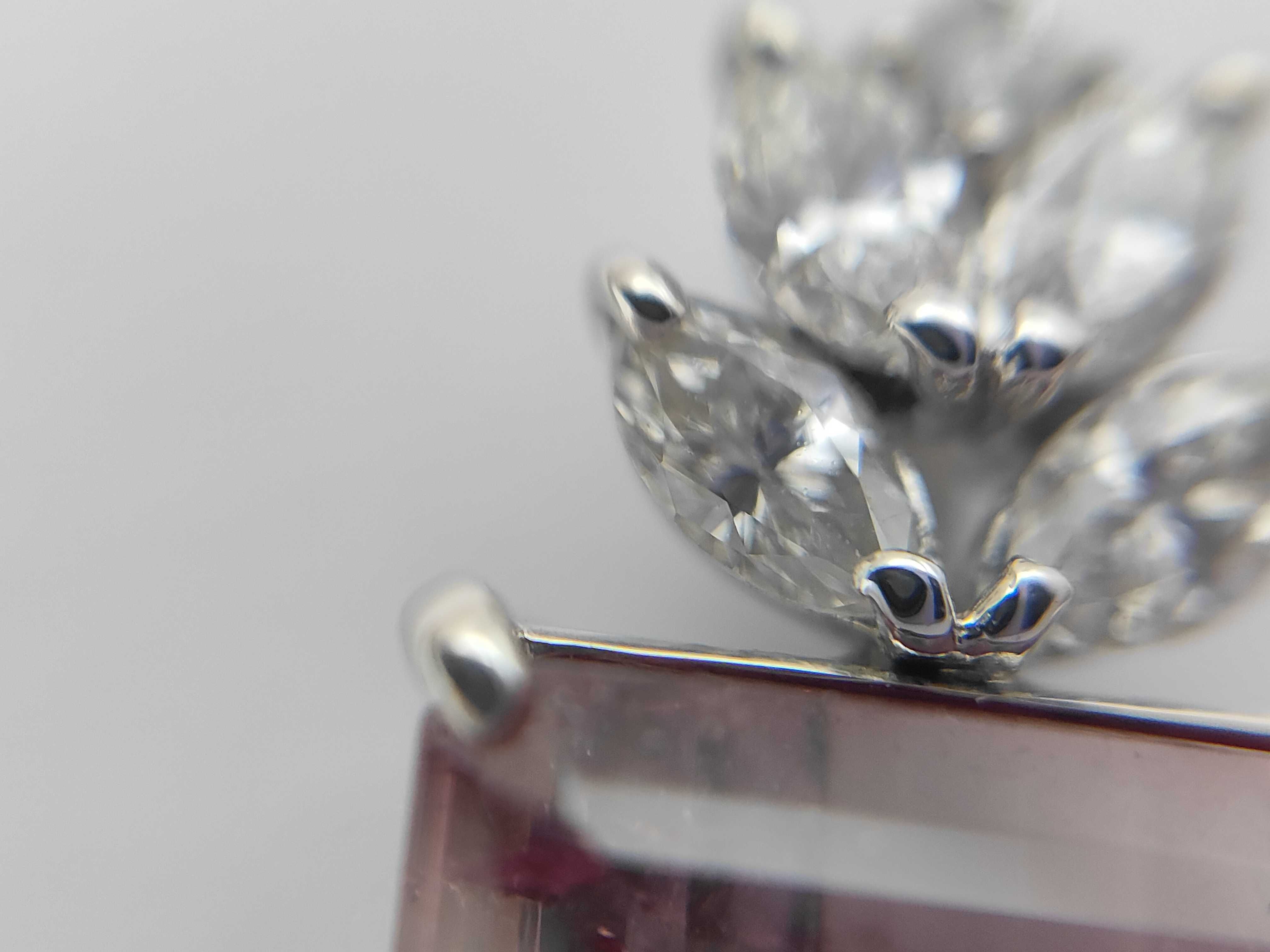 Pt900 Platinum 8.10ct Parti-colored Tourmaline and 0.46ctw Natural Diamond Pendant with CGL Report