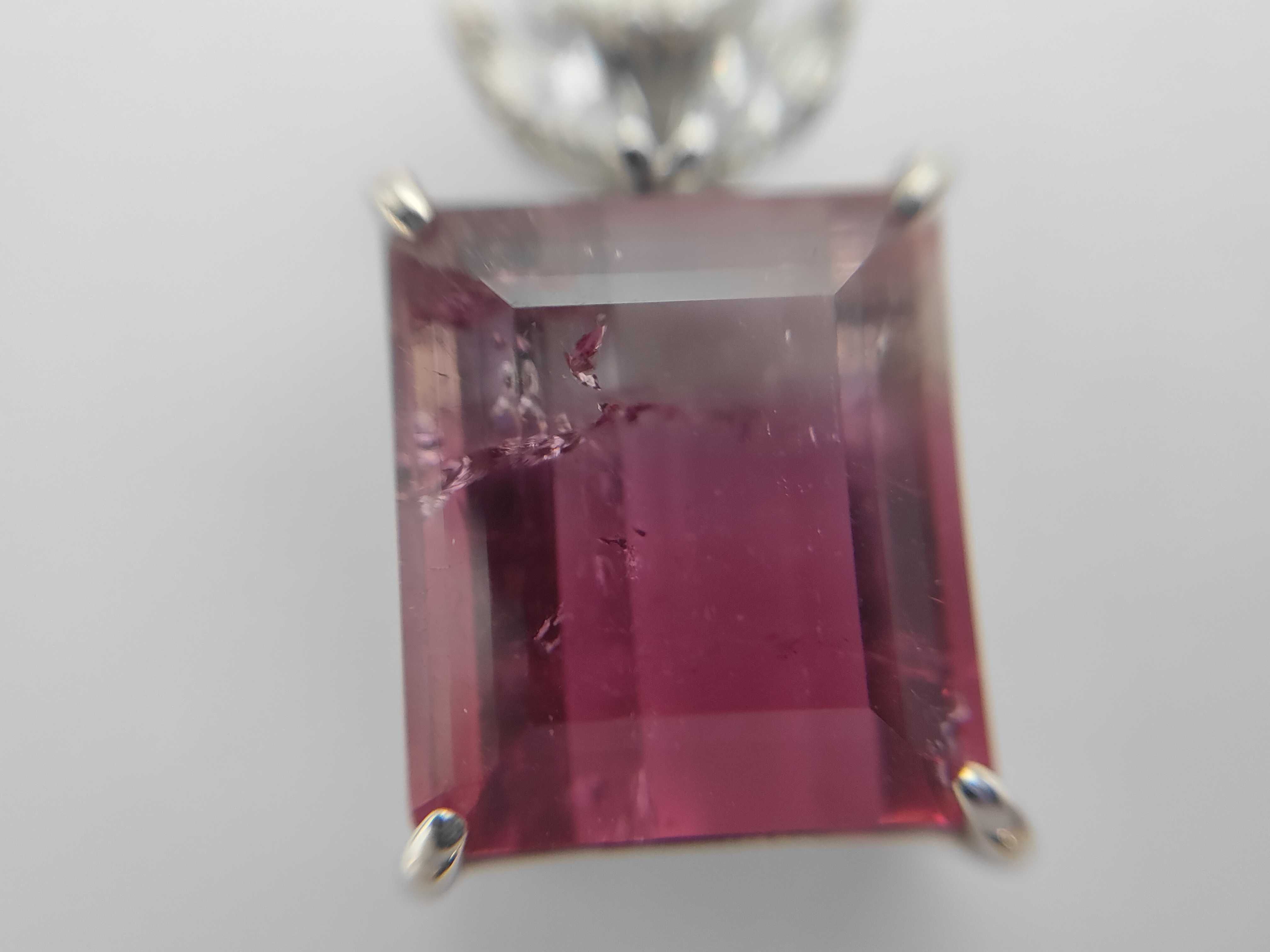 Pt900 Platinum 8.10ct Parti-colored Tourmaline and 0.46ctw Natural Diamond Pendant with CGL Report