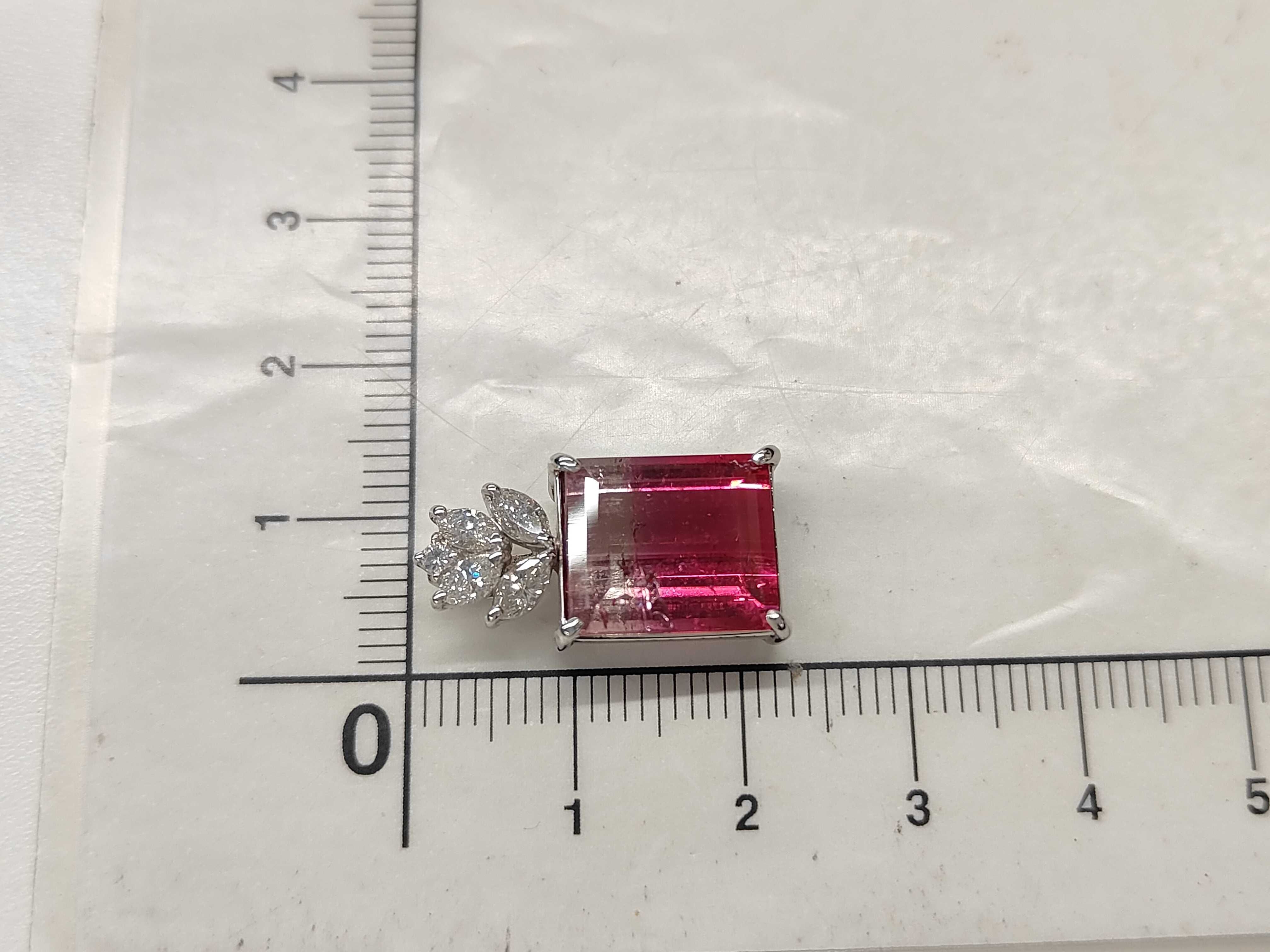 Pt900 Platinum 8.10ct Parti-colored Tourmaline and 0.46ctw Natural Diamond Pendant with CGL Report