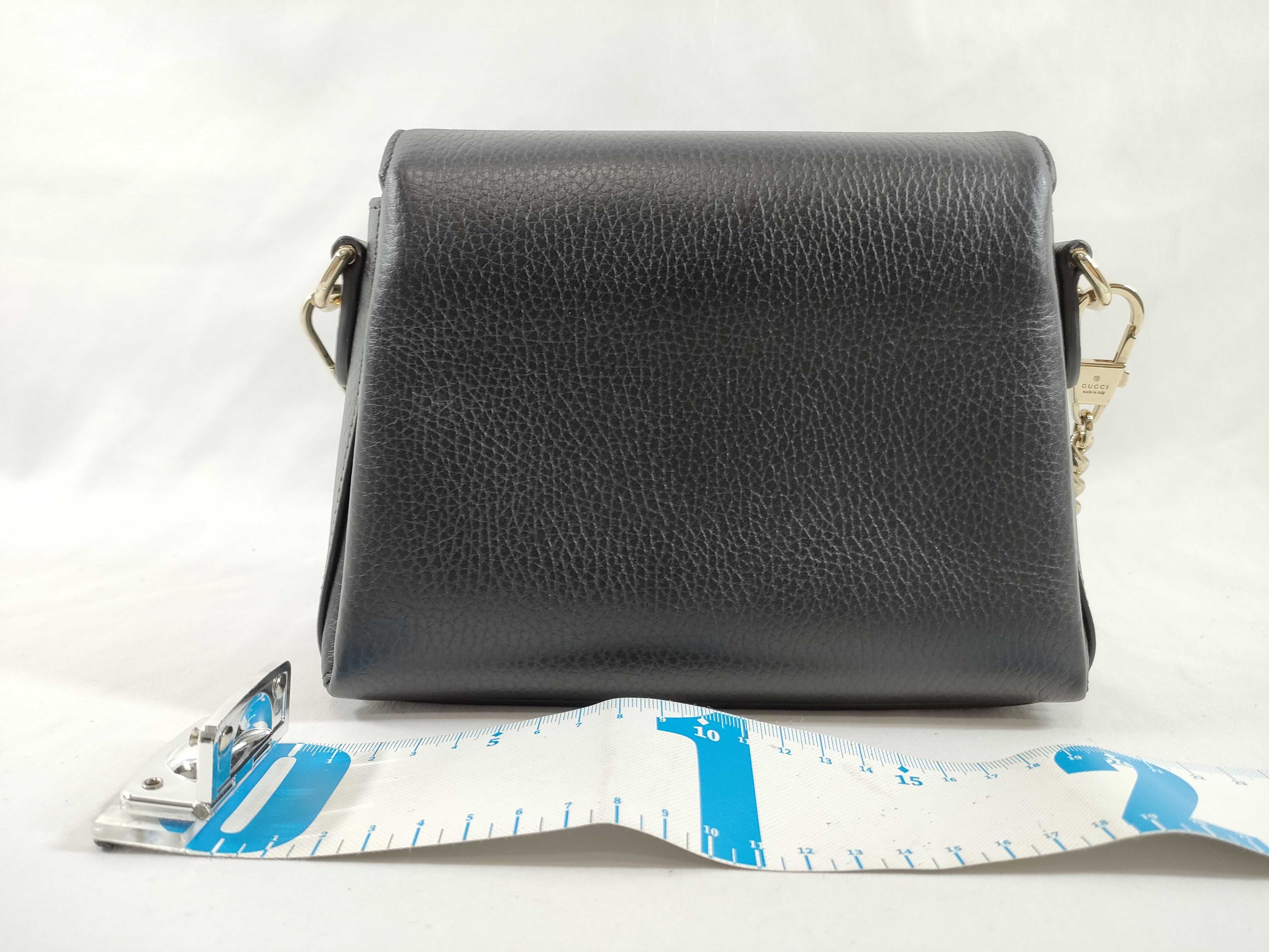 Gucci Interlocking G Black Pebbled Leather Crossbody Bag