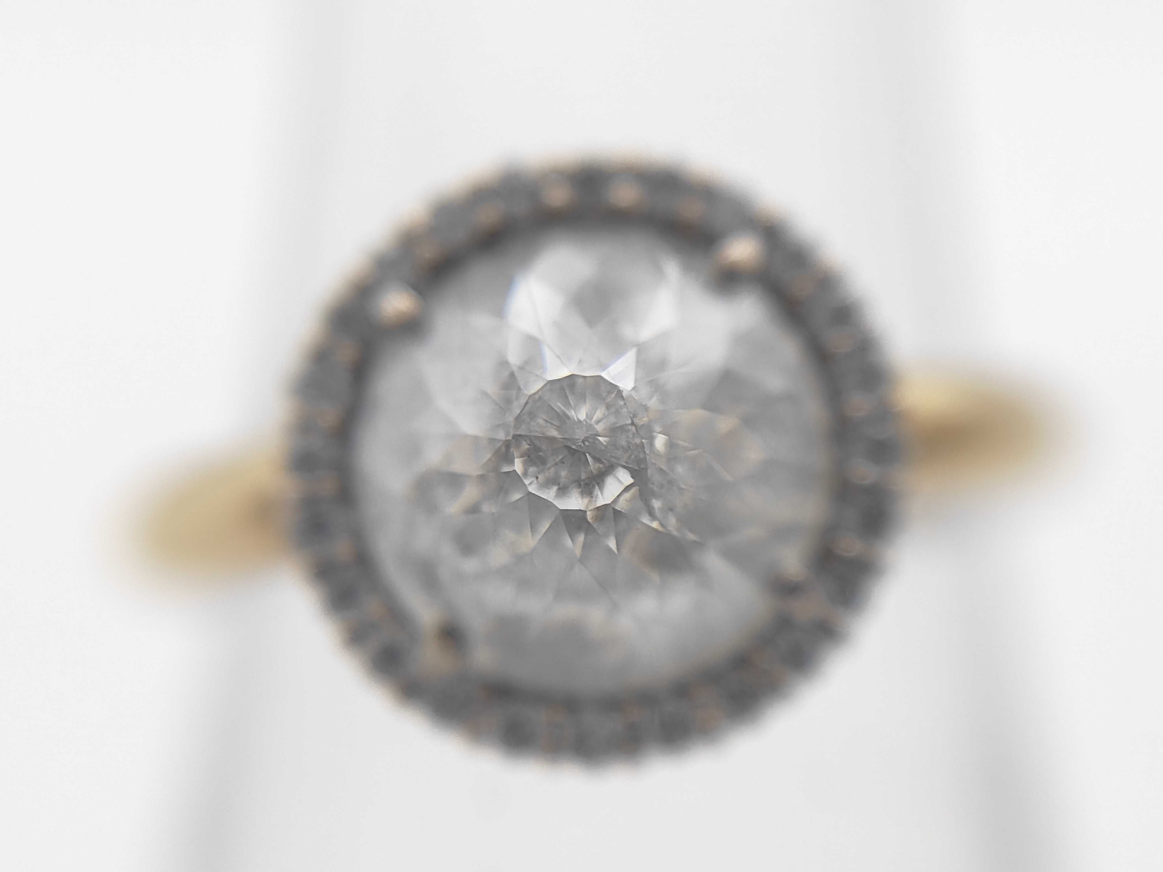 18KYG Rose Cut Diamond Halo Ring