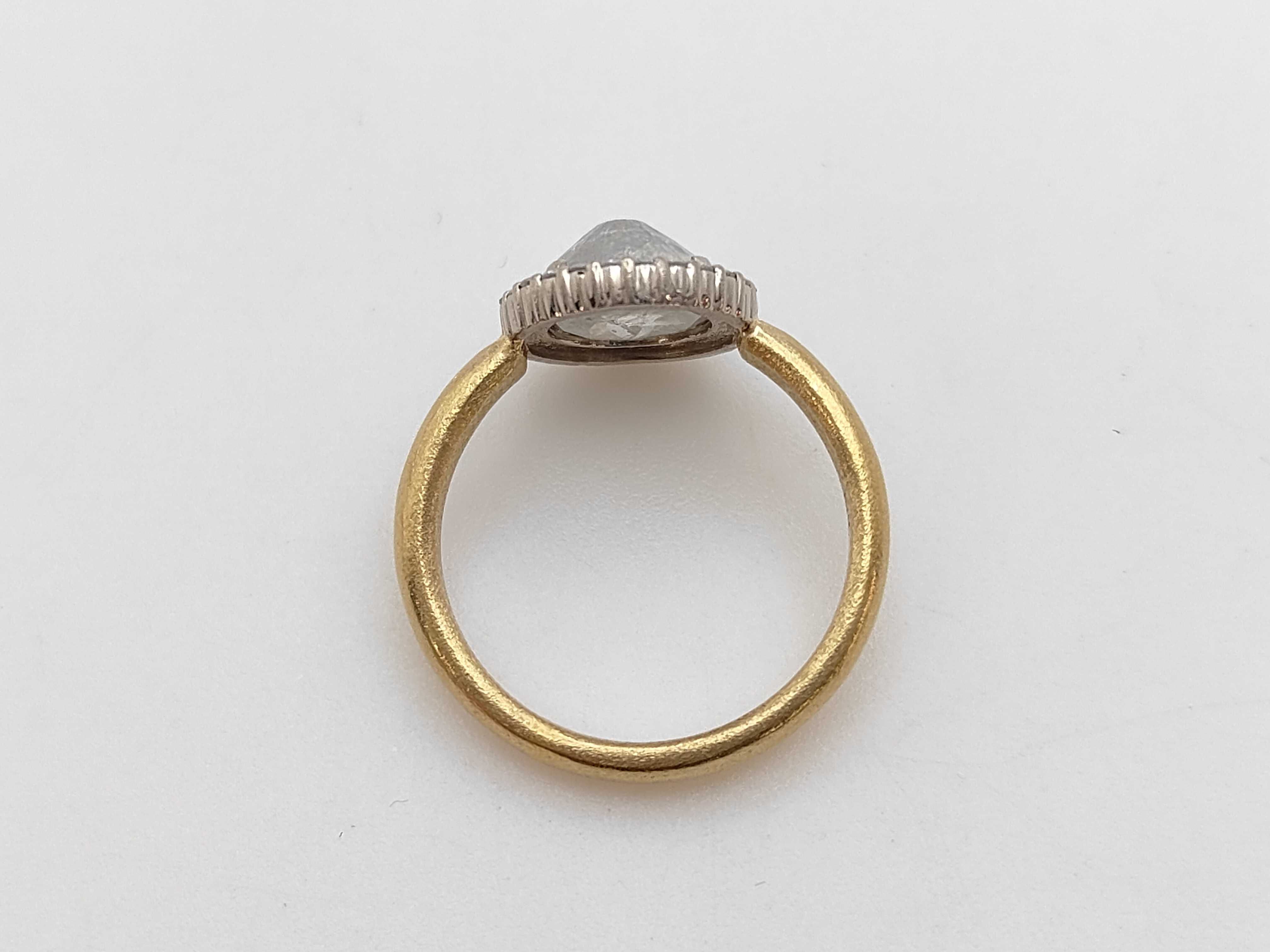 18KYG Rose Cut Diamond Halo Ring