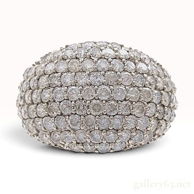 Pt900 Platinum and 3.00ctw Natural Diamond Pave Dome Cocktail Ring. This Pt900 platinum and 