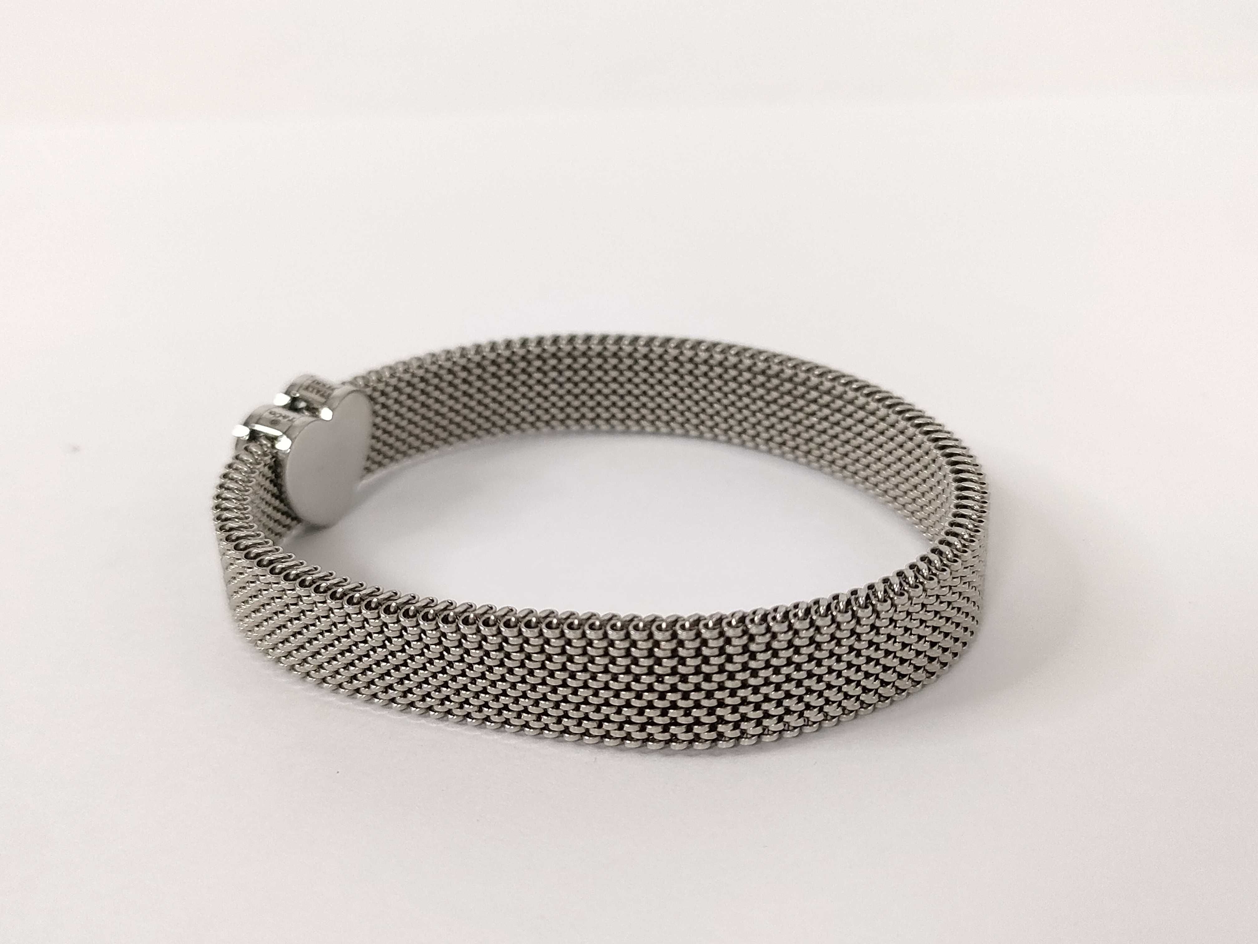 Tiffany and Co. Somerset Stainless Steel Mesh Heart Bracelet 16 cm
