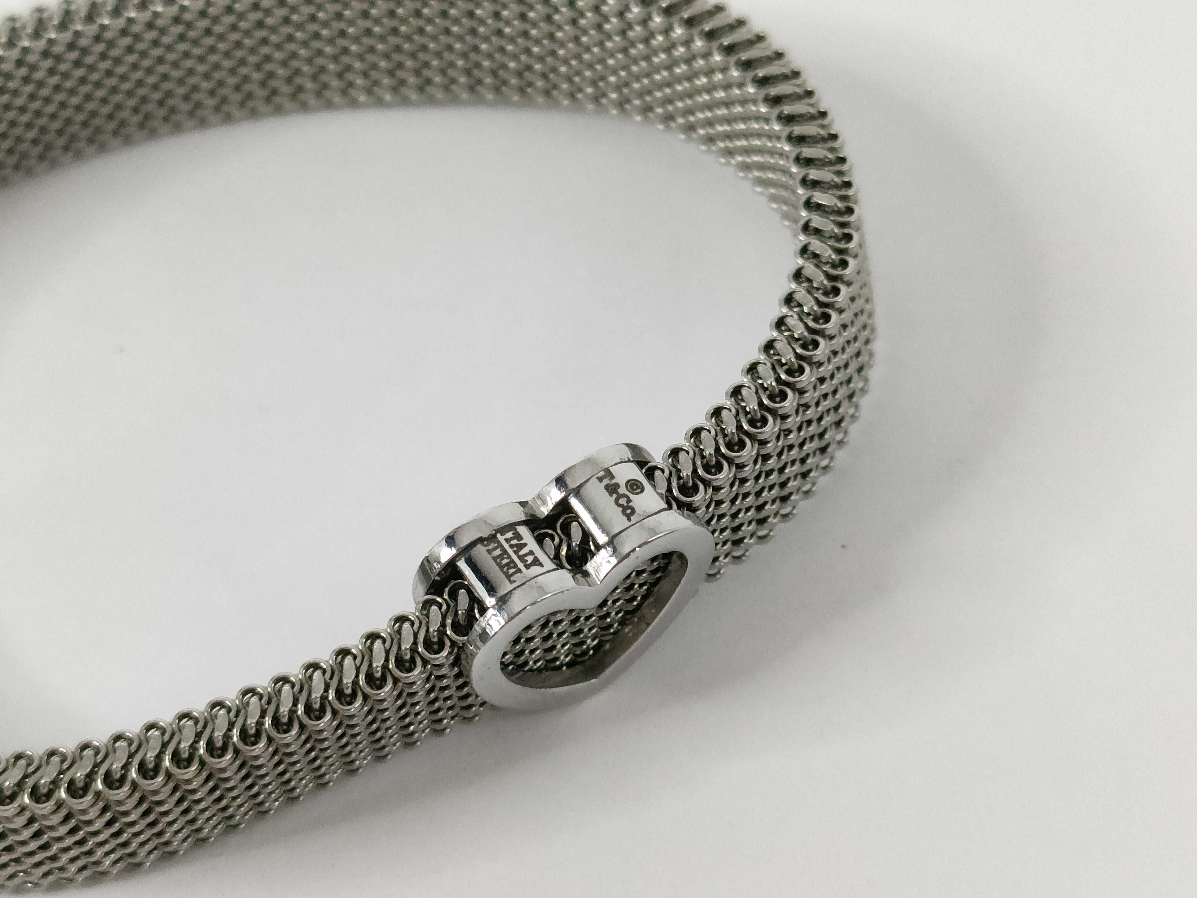 Tiffany and Co. Somerset Stainless Steel Mesh Heart Bracelet 16 cm